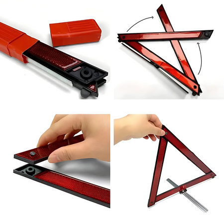 Panneau de Signalisation d'Urgence Réfléchissant pour Voiture – Triangulaire, Pliable, 30x30cm