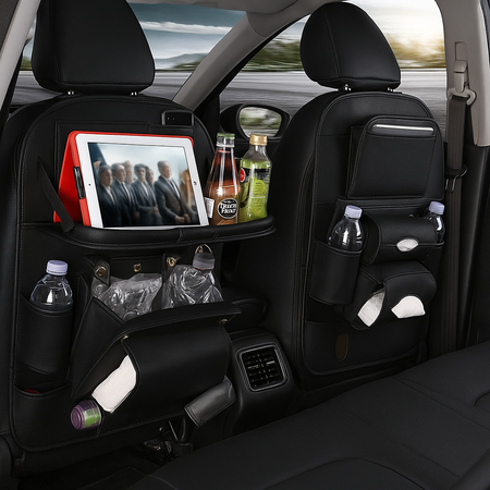 Organisateur de Siège Voiture en Cuir PU avec Table Pliable