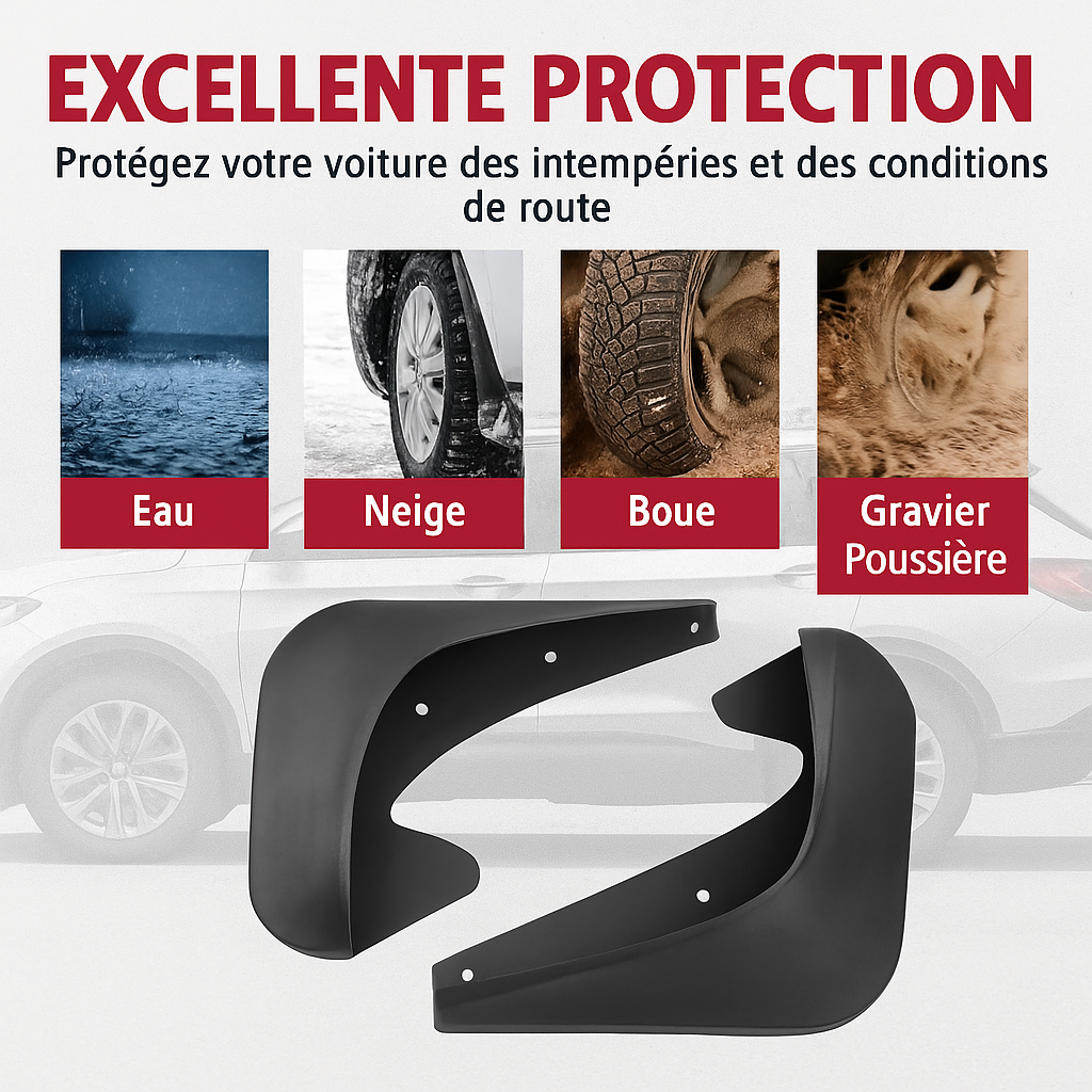 Garde-Boue Universels Voiture (4 Pièces) – Protection Anti-Projection pour Roues Avant et Arrière