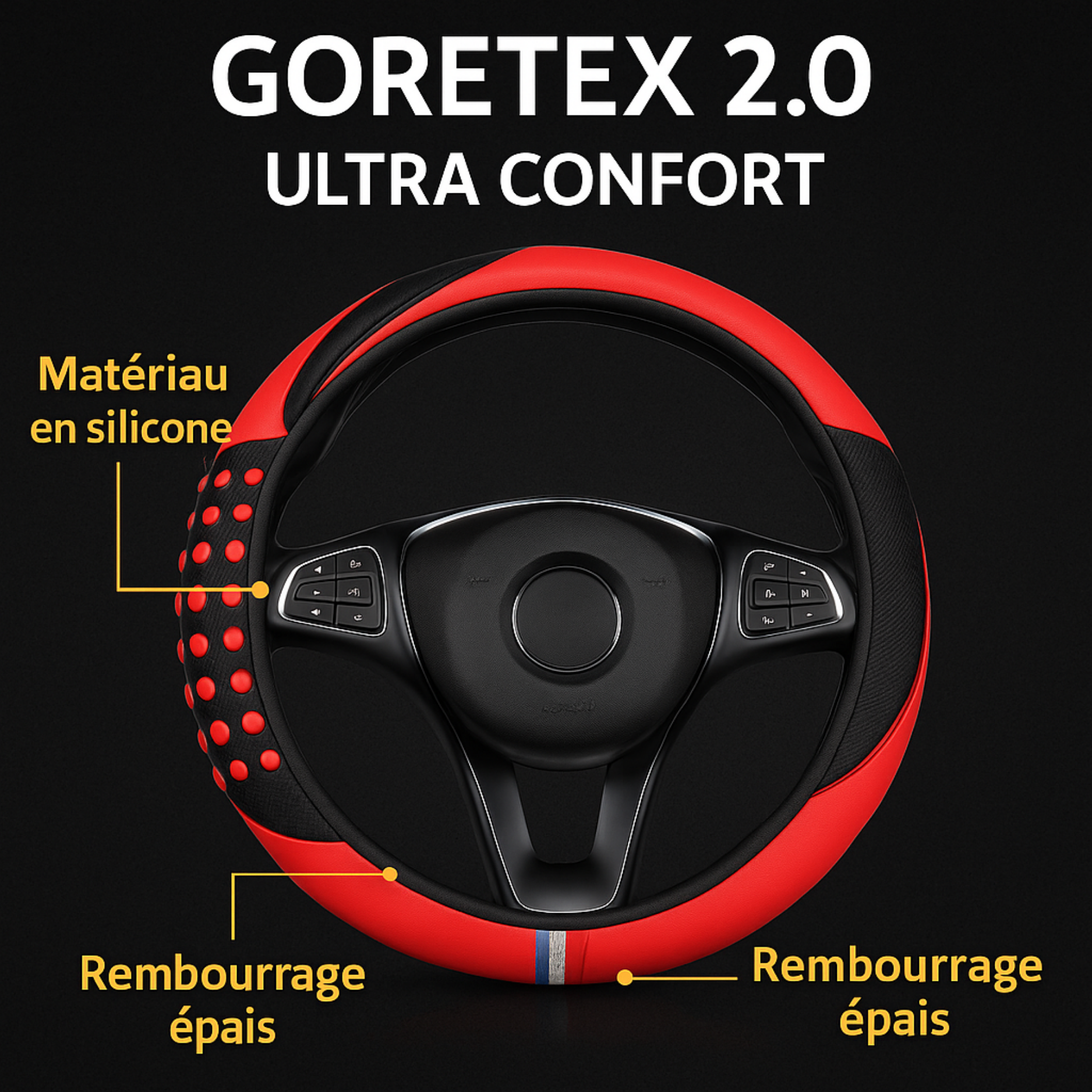 Couvre-Volant Silicone Massant Antidérapant  | Style Fibre Carbone, Sans Anneau Rigide