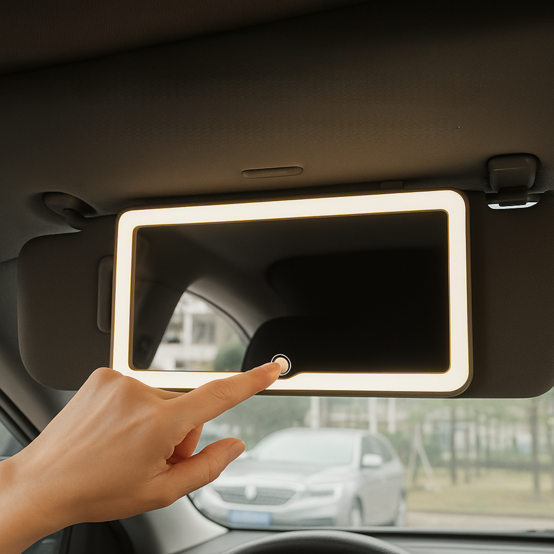 Miroir Maquillage LED Voiture – Lumière Tactile & Rechargeable