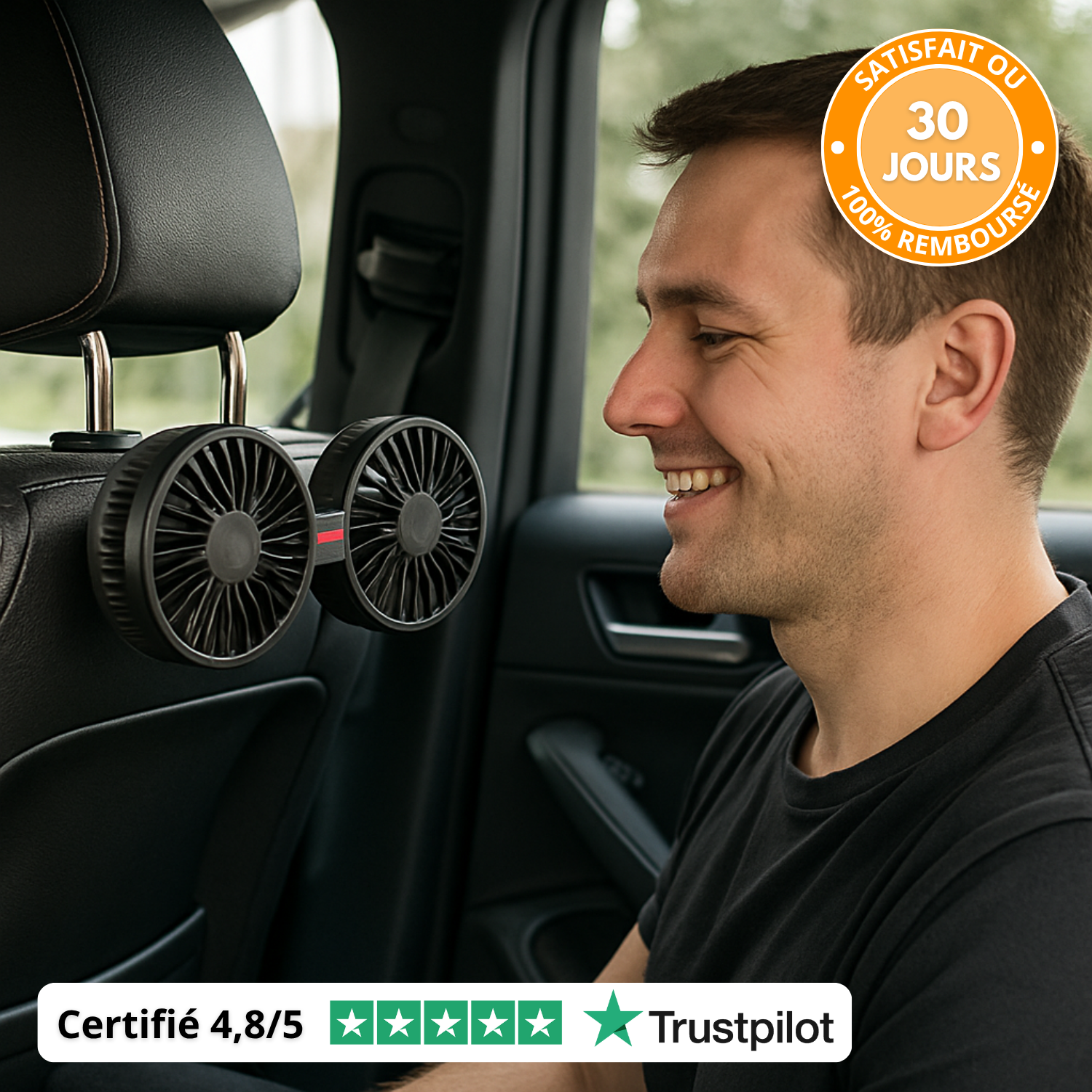 AirCool 360 – Ventilateur Double Tête Ultra-Frais pour Voiture