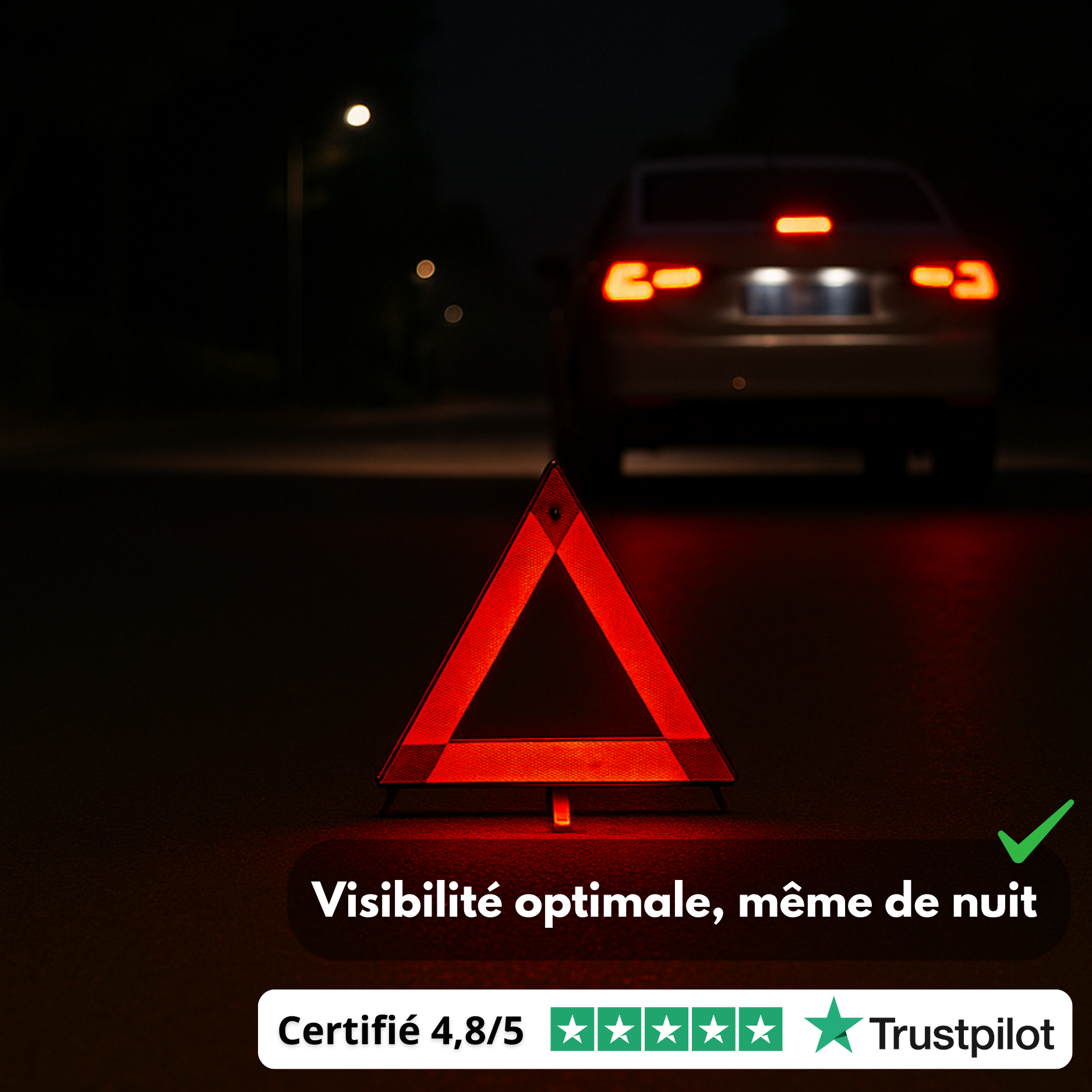 Panneau de Signalisation d'Urgence Réfléchissant pour Voiture – Triangulaire, Pliable, 30x30cm