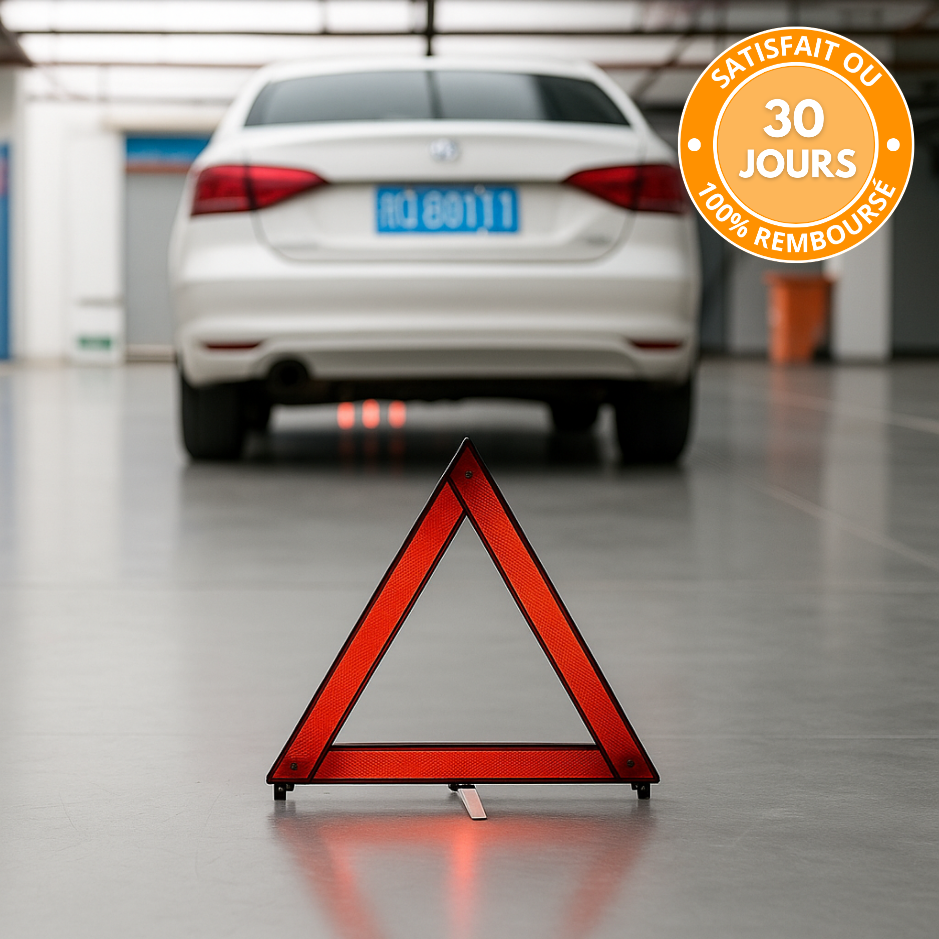 Panneau de Signalisation d'Urgence Réfléchissant pour Voiture – Triangulaire, Pliable, 30x30cm