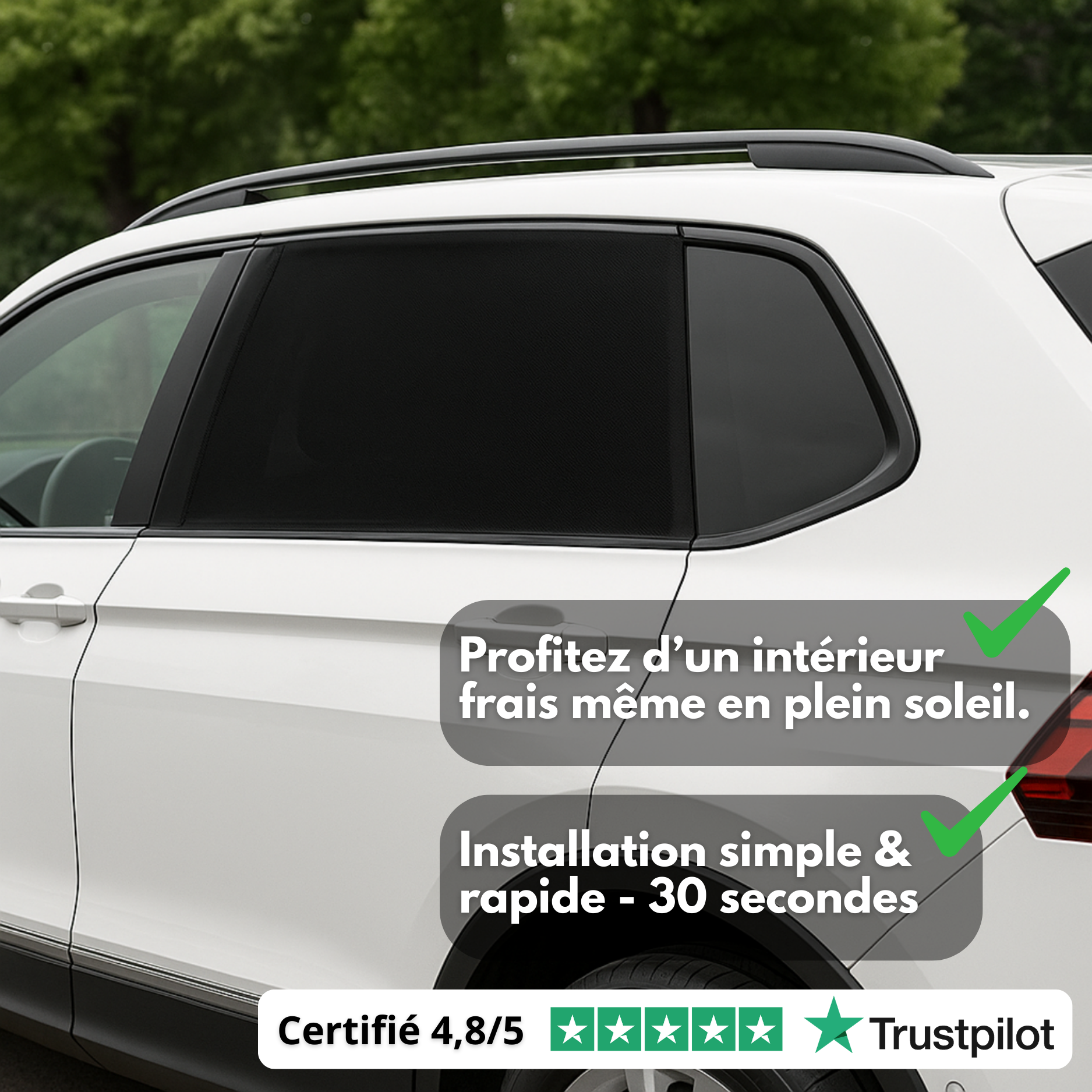 Pare-soleil arrière pour voiture – protection UV et isolation thermique respirante
