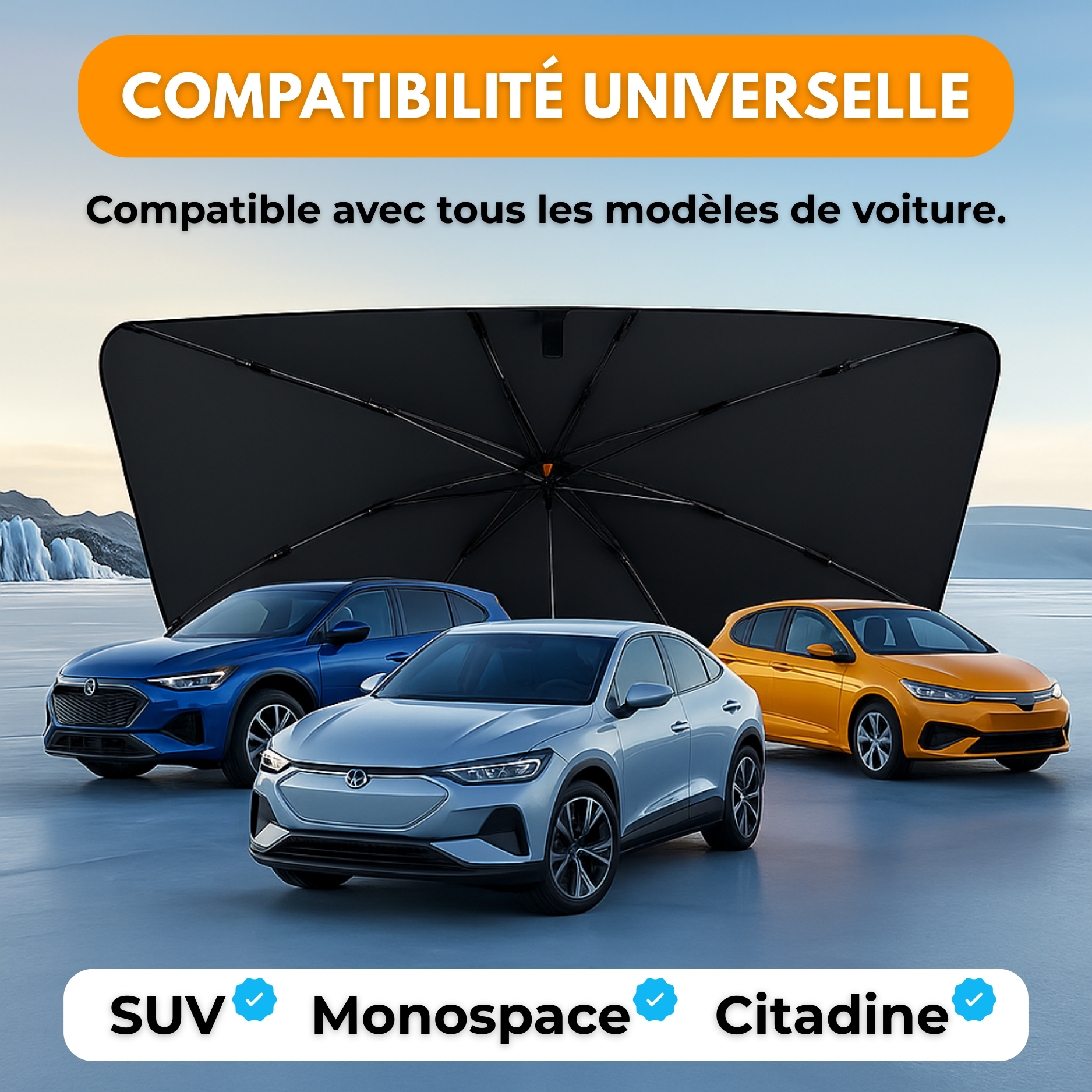 Pare-Soleil Avant Anti-Chaleur UVX 26 PRO™ – Jusqu’à -30 °C dans l’habitacle