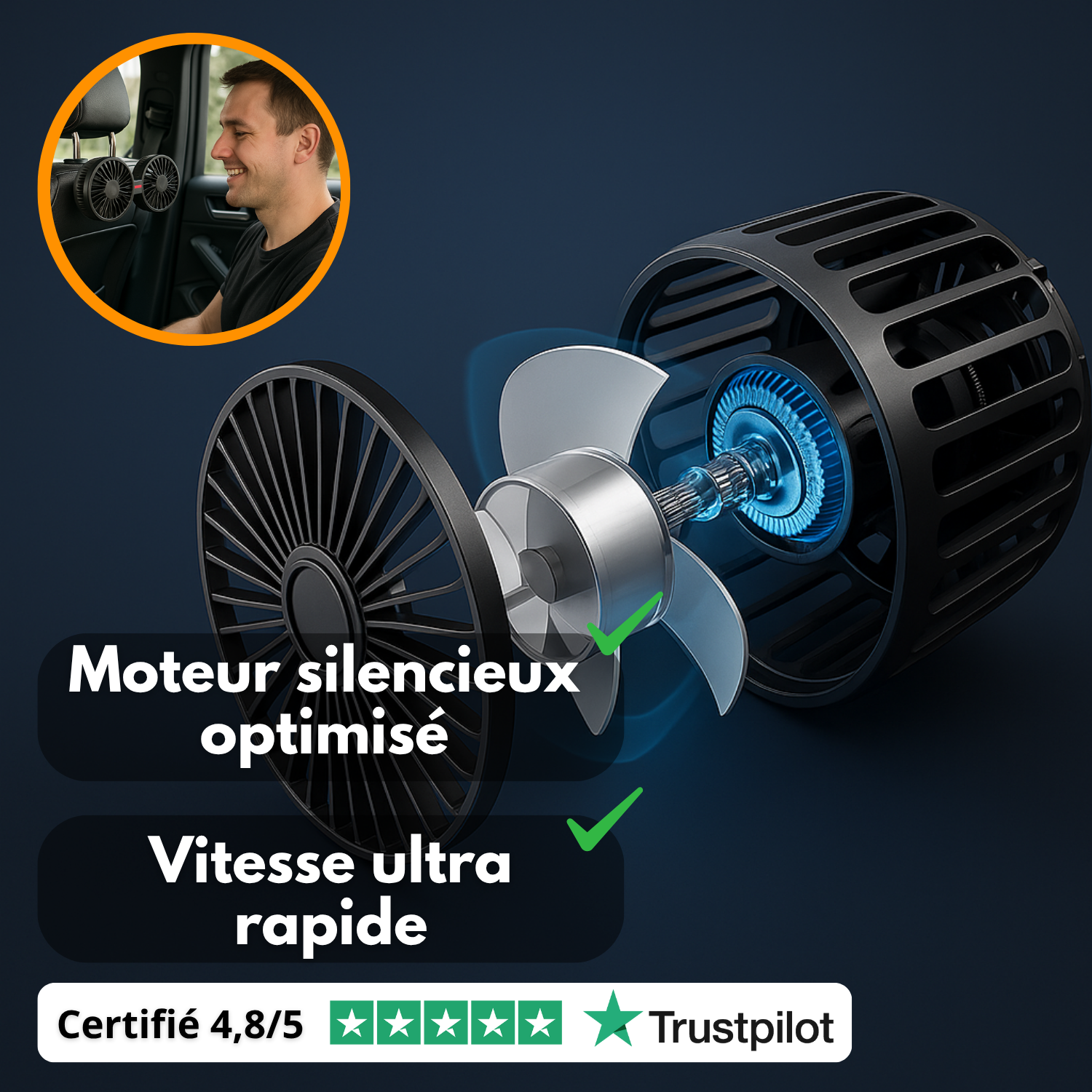 AirCool 360 – Ventilateur Double Tête Ultra-Frais pour Voiture