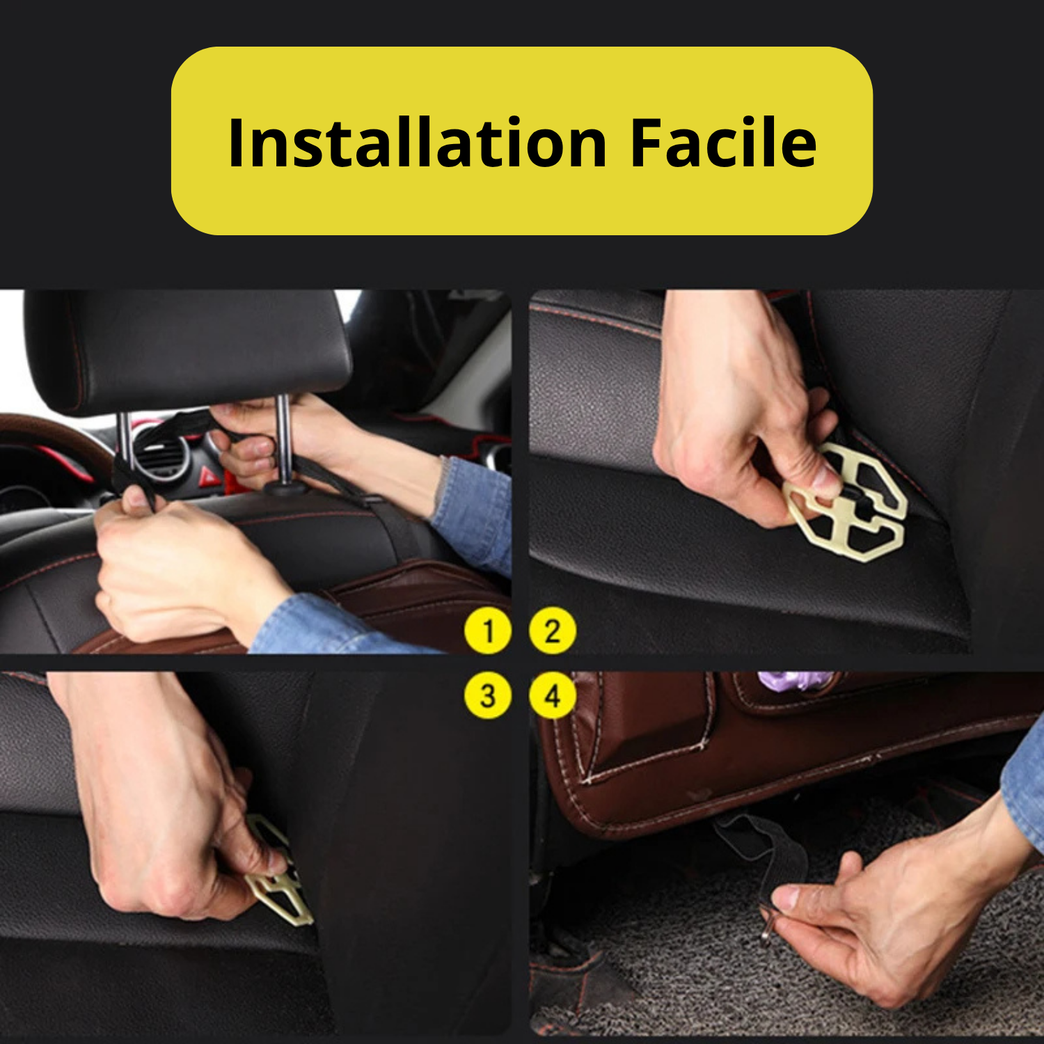Organisateur de Siège Voiture en Cuir PU avec Table Pliable