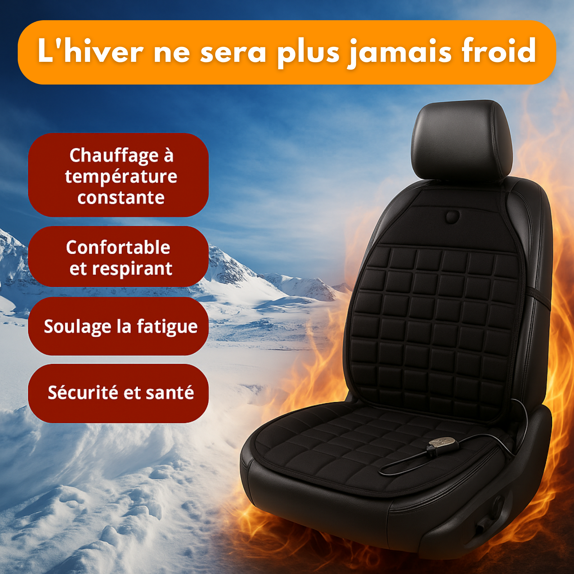 Housse Chauffante Voiture pour Siège Auto – Confort Thermique Hiver