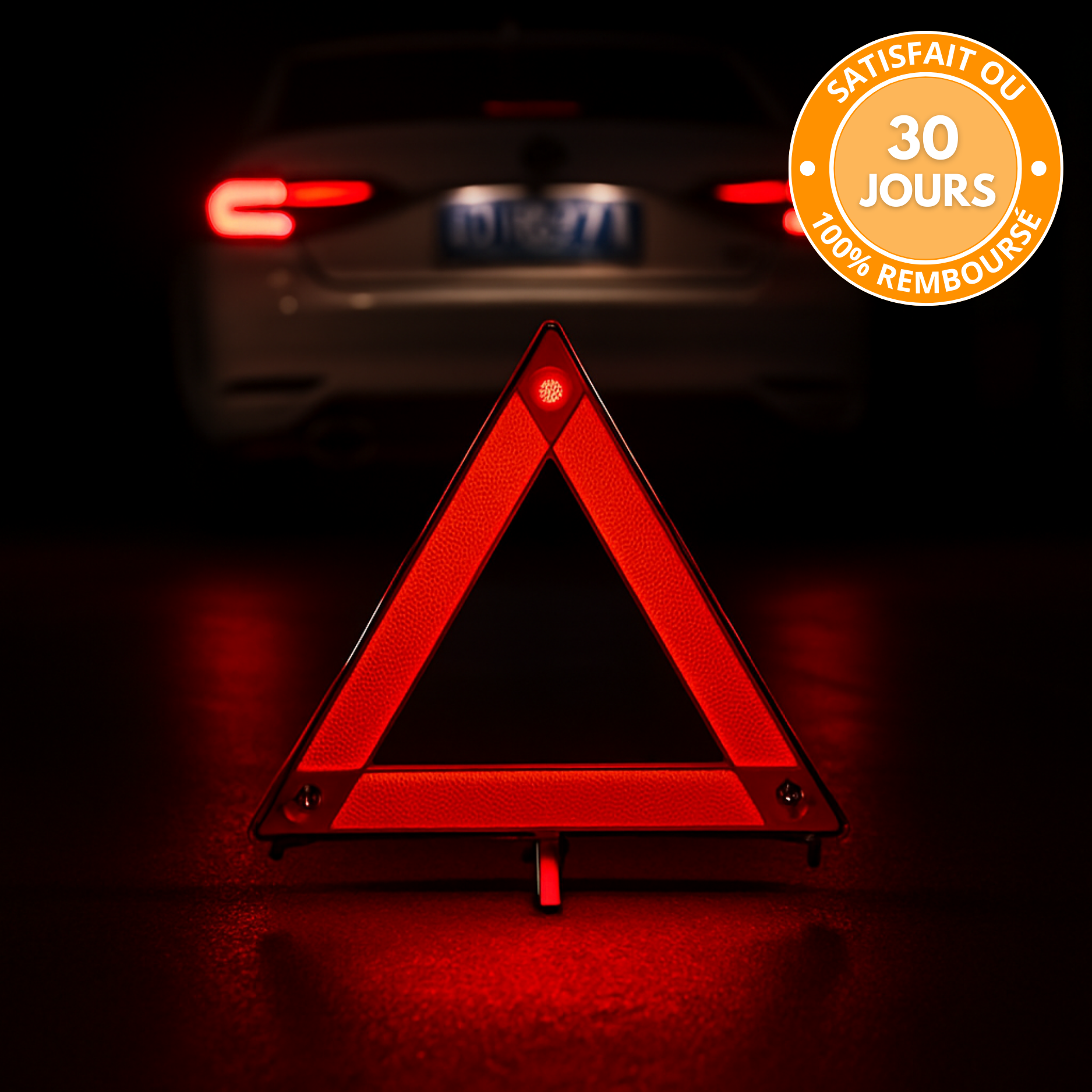 Panneau de Signalisation d'Urgence Réfléchissant pour Voiture – Triangulaire, Pliable, 30x30cm