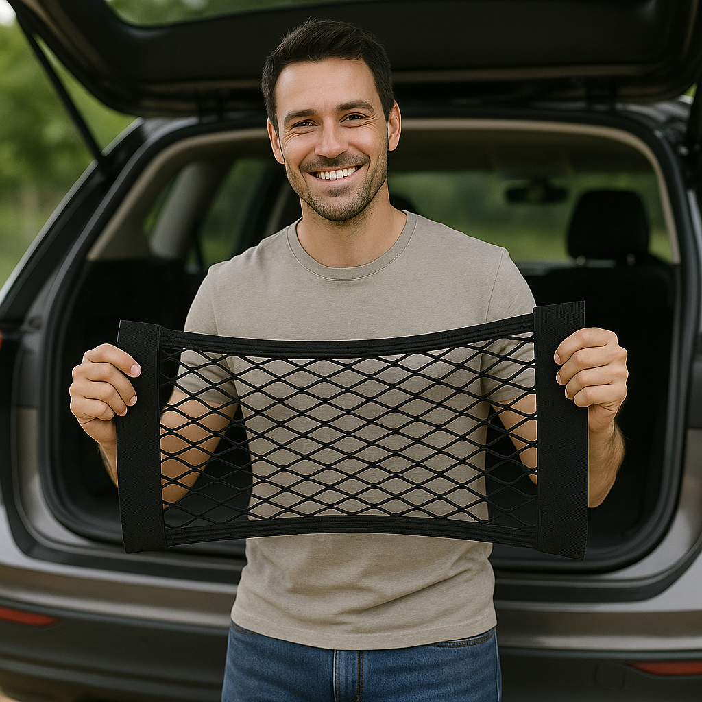 Filet de Rangement Auto-Adhésif pour Coffre de Voiture - Organisateur Voiture