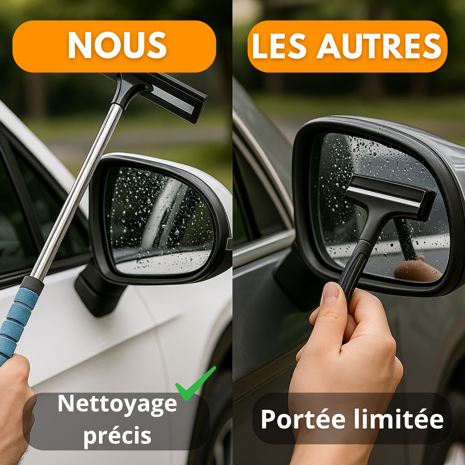 Essuie-glace Télescopique pour Rétroviseur & Pare-brise – Nettoyeur Anti-gouttes Rétractable