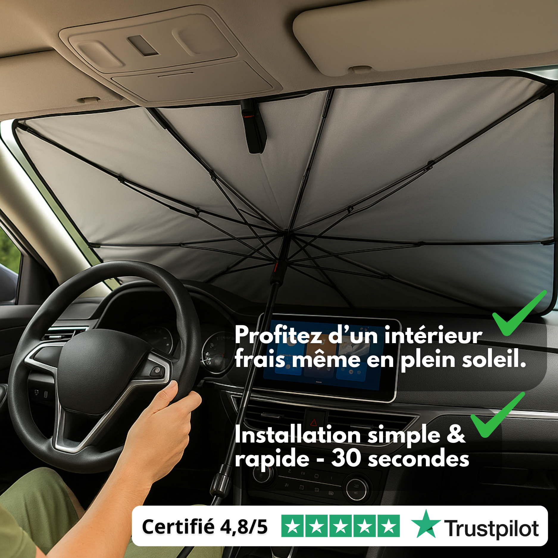 Pare-Soleil Avant Anti-Chaleur UVX 26 PRO™ – Jusqu’à -30 °C dans l’habitacle