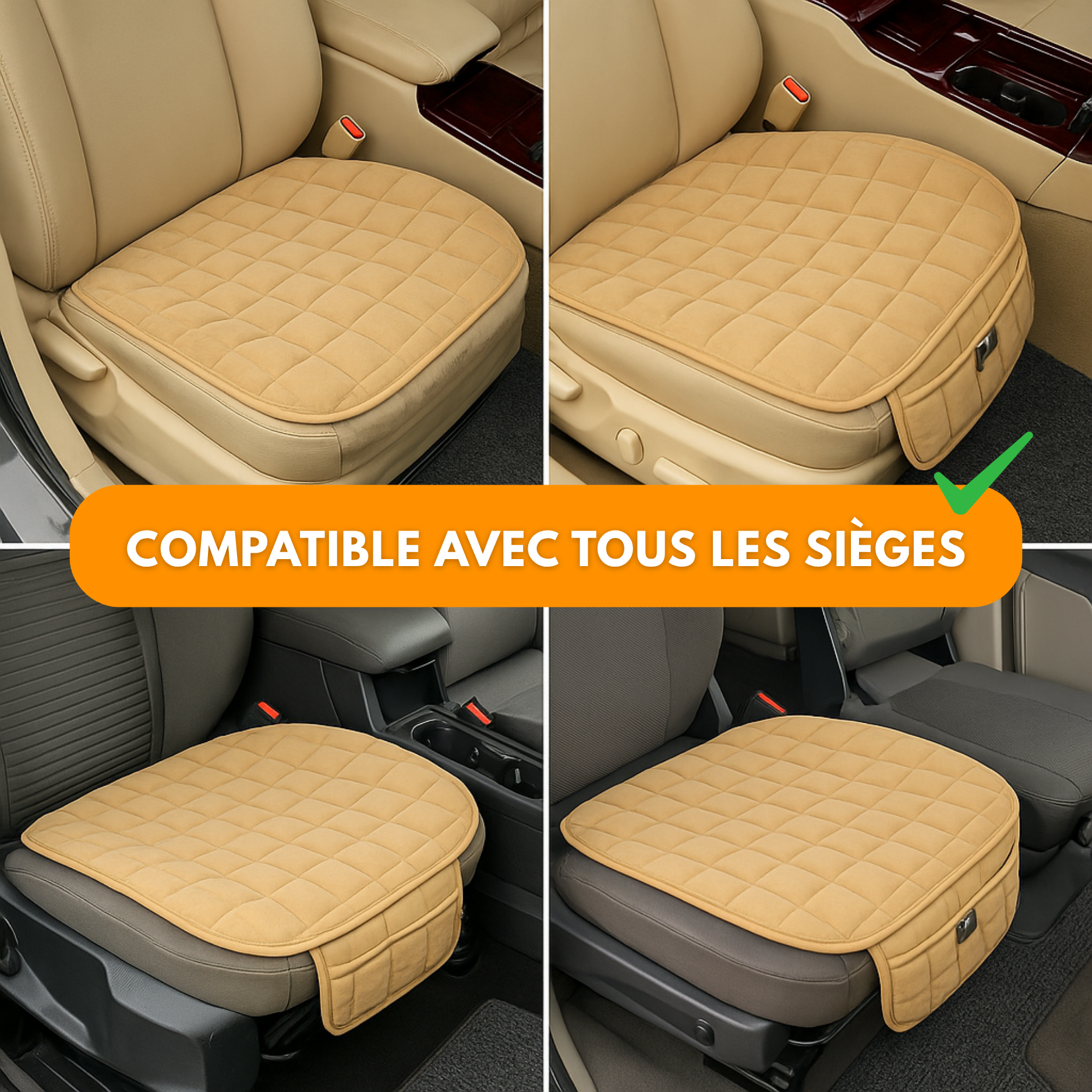 Coussin de siège voiture confortable – Housse matelassée antidérapante, protection universelle en cuir pour siège auto