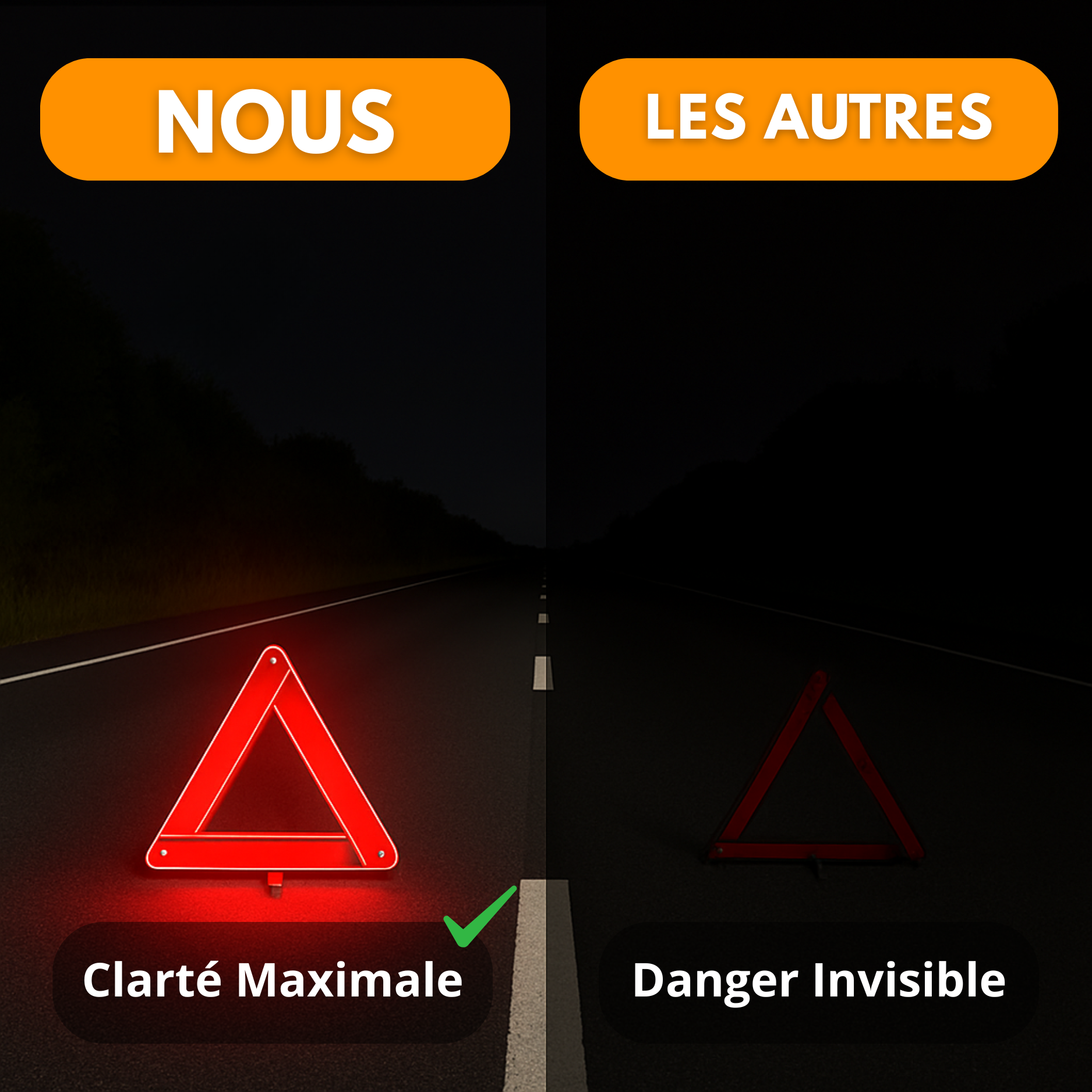Panneau de Signalisation d'Urgence Réfléchissant pour Voiture – Triangulaire, Pliable, 30x30cm