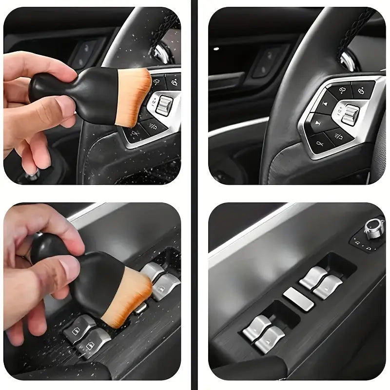Brosse de nettoyage compacte pour tableau de bord – poils doux et prise ergonomique