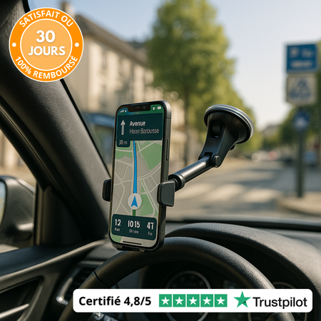 Support téléphone voiture avec ventouse et rotation 360°