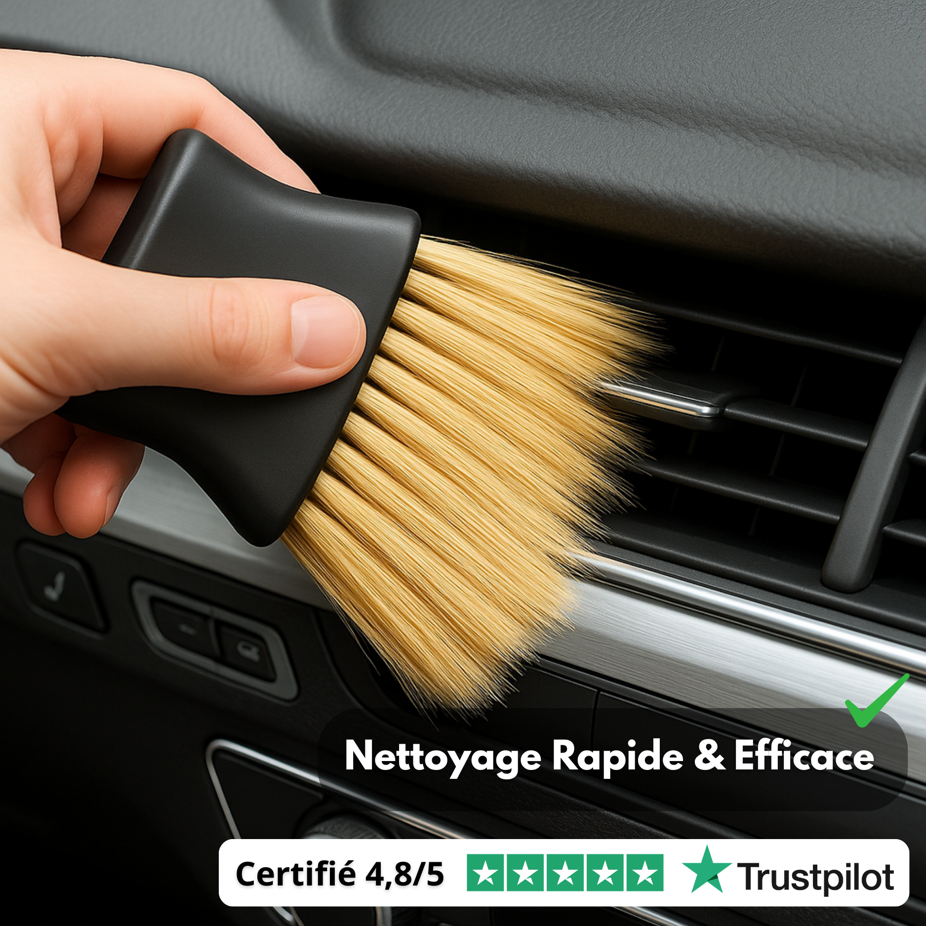 Brosse de nettoyage intérieur voiture pour tableau de bord, aérations et plastiques