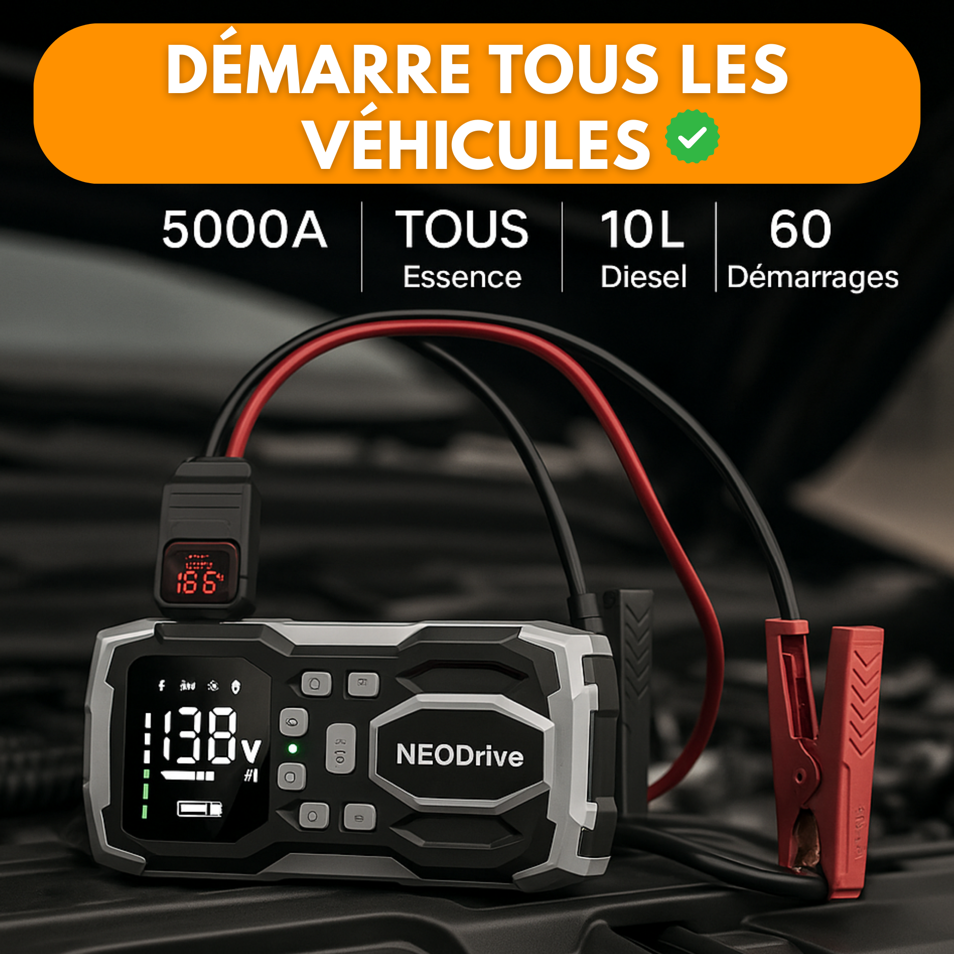 Démarreur Voiture – Booster Batterie & Compresseur Voiture, Puissant & Portable