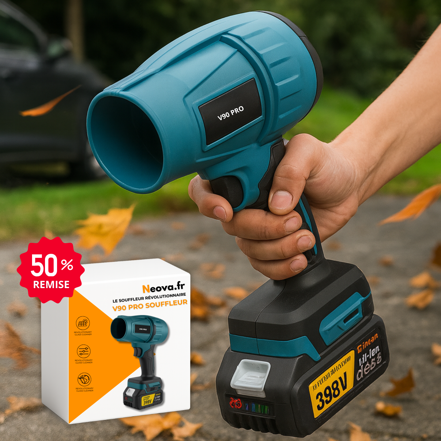 Souffleur Sans Fil Puissant V90 PRO – Compact, Léger et Ultra Performant