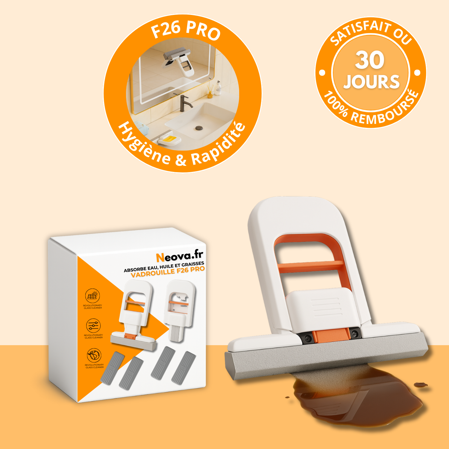 Vadrouille Éponge Innovante – Rotative, Absorbante et Facile à Utiliser