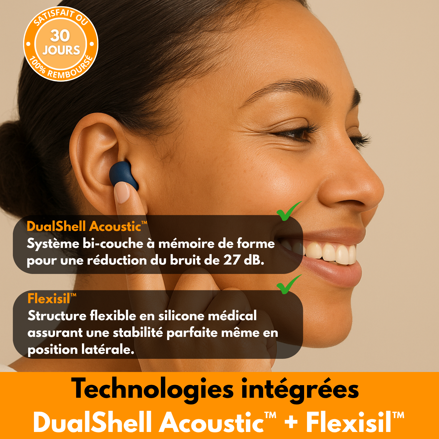 H107 PRO™ – Bouchons d’oreilles 27 dB pour un silence absolu