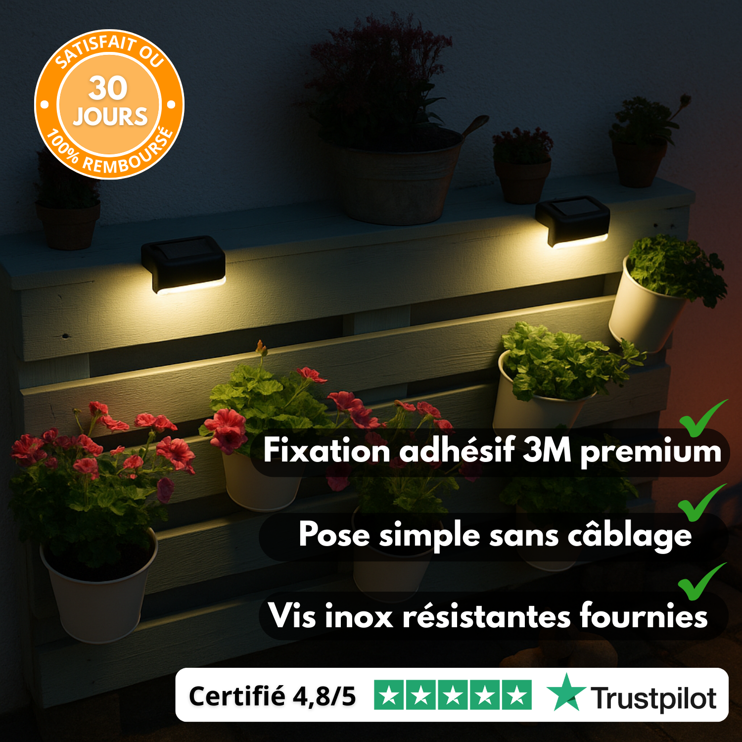 LumiStep PRO – Éclairage solaire intelligent pour extérieur sans fil