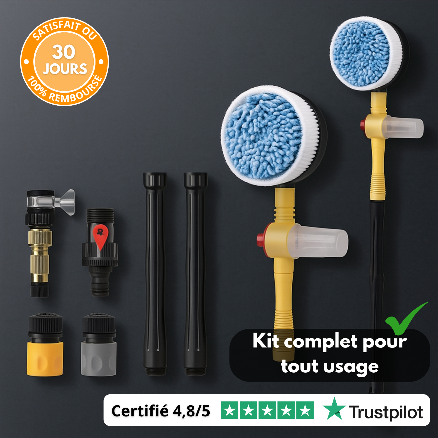 HydroSpin360 | Brosse rotative à mousse active sans électricité