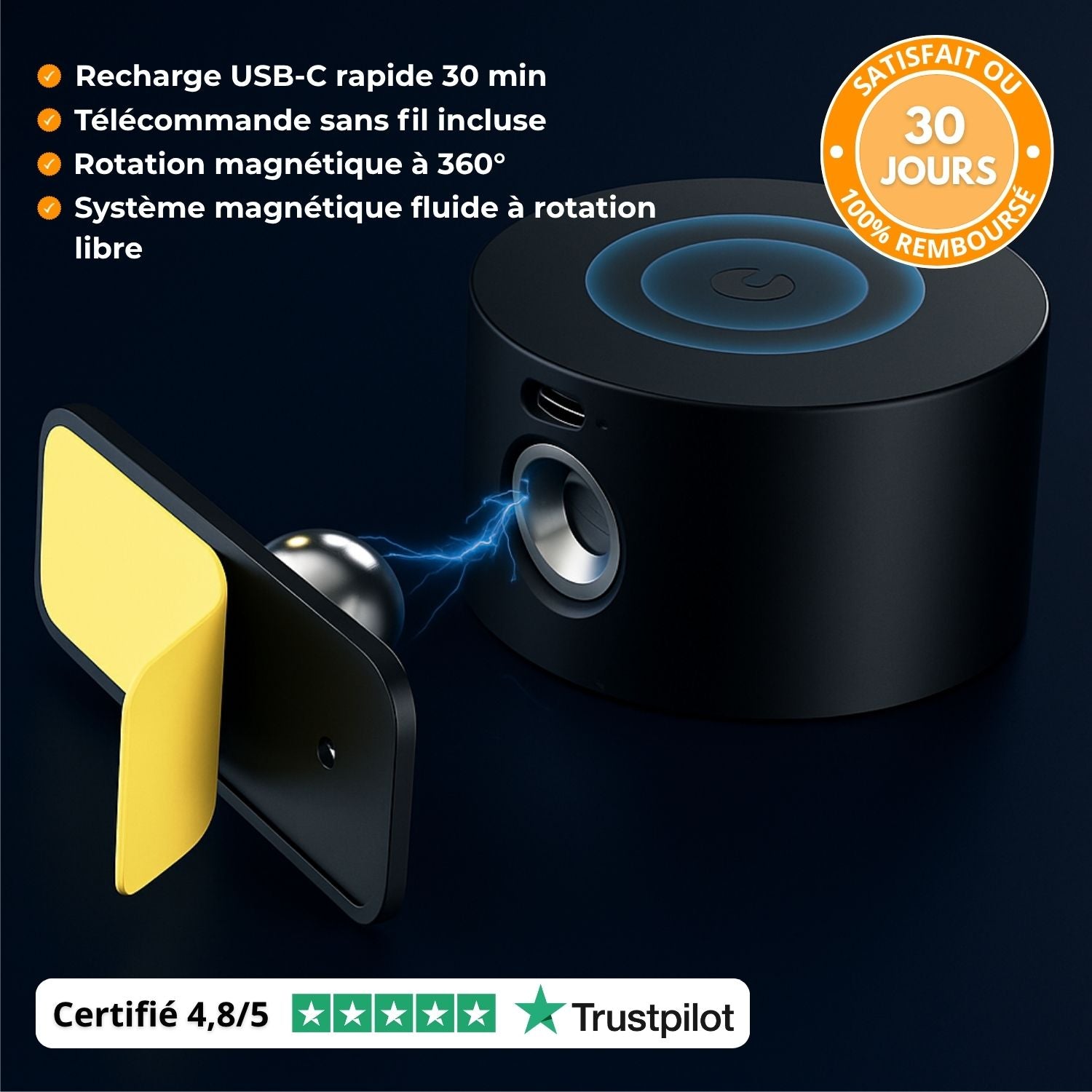A8 pro – Lampe murale magnétique sans fil à intensité et couleurs réglables