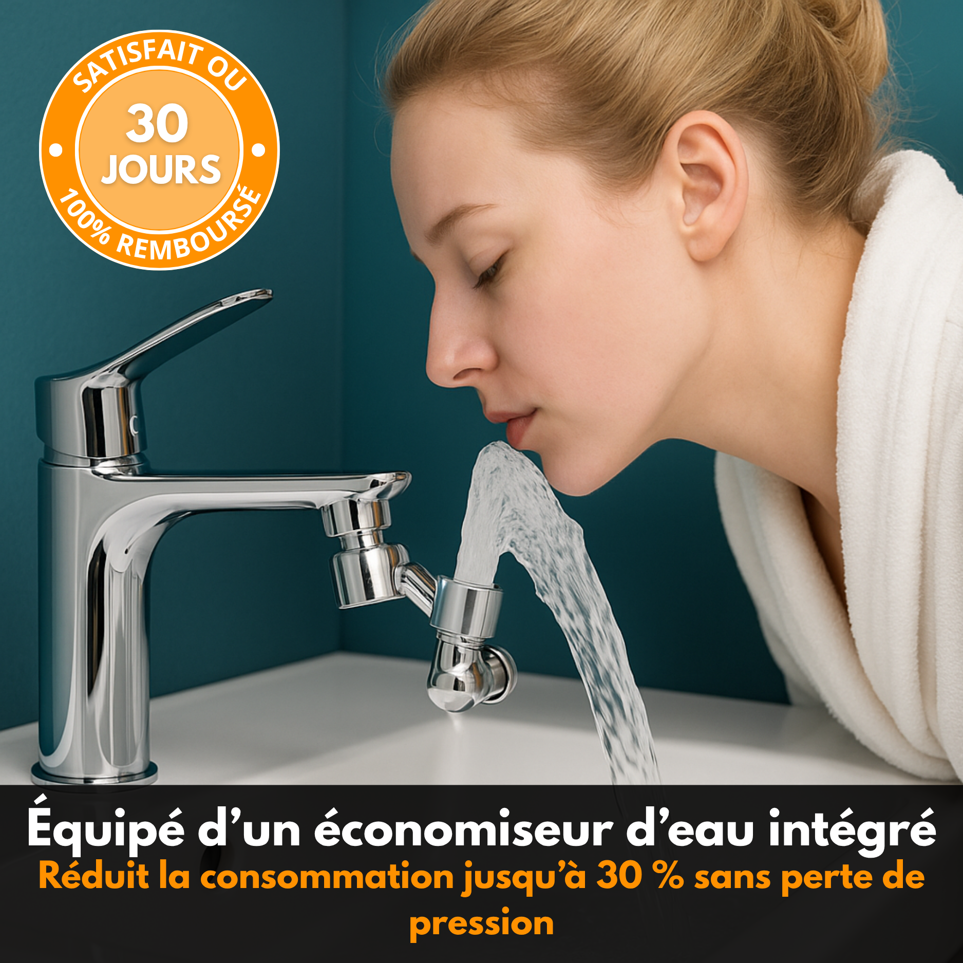 Adaptateur G17 PRO – Extension de robinet rotative 1080° à double jet