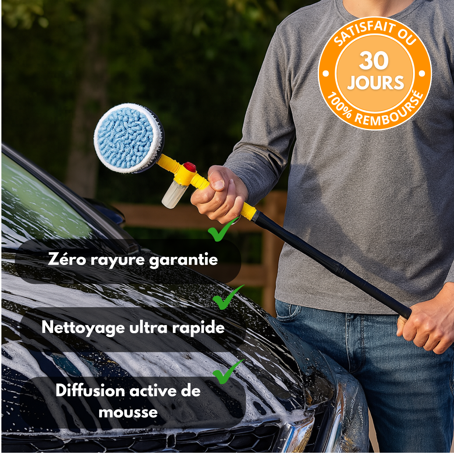 HydroSpin360 | Brosse rotative à mousse active sans électricité
