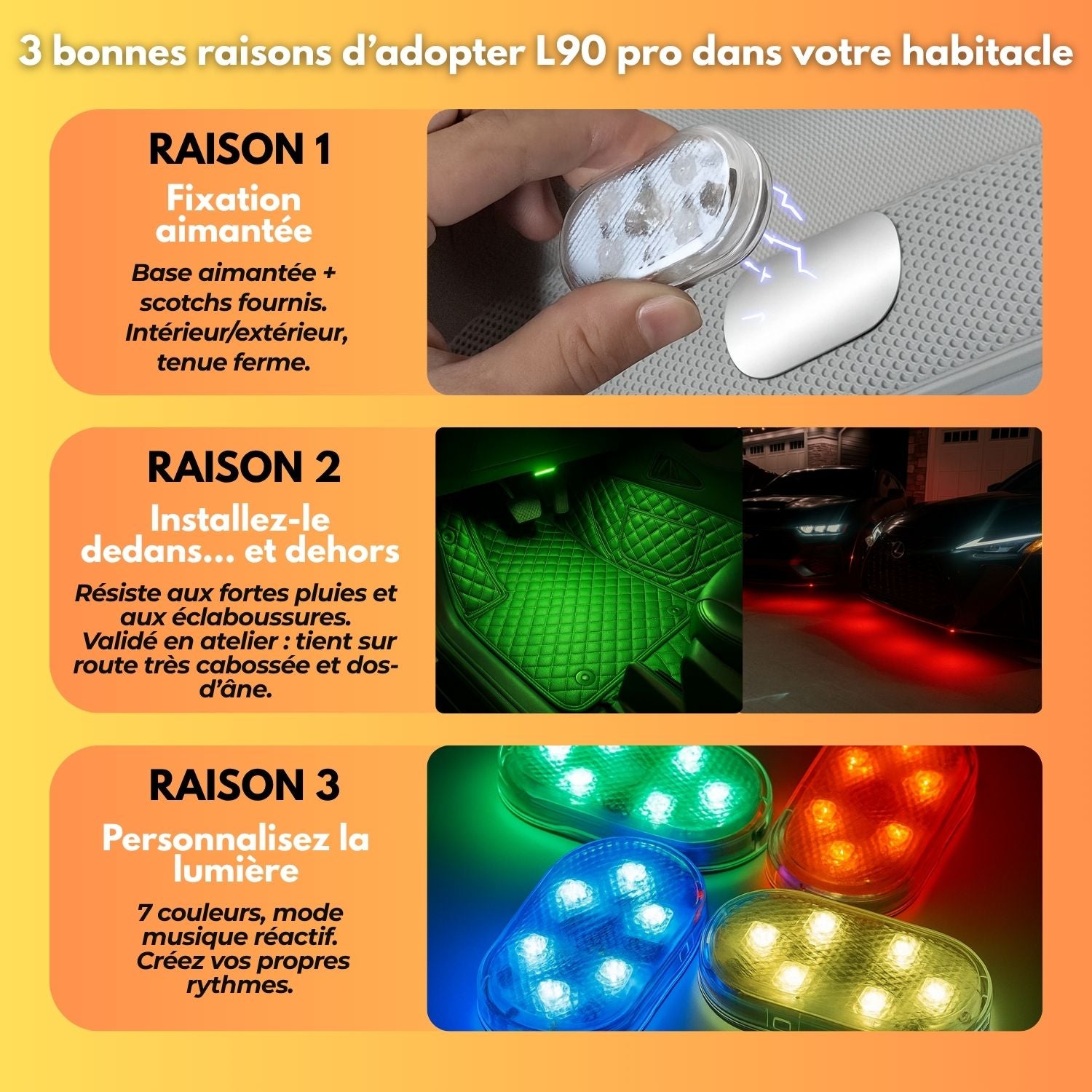 L90 PRO™ – Transformez l’ambiance de votre voiture en un instant