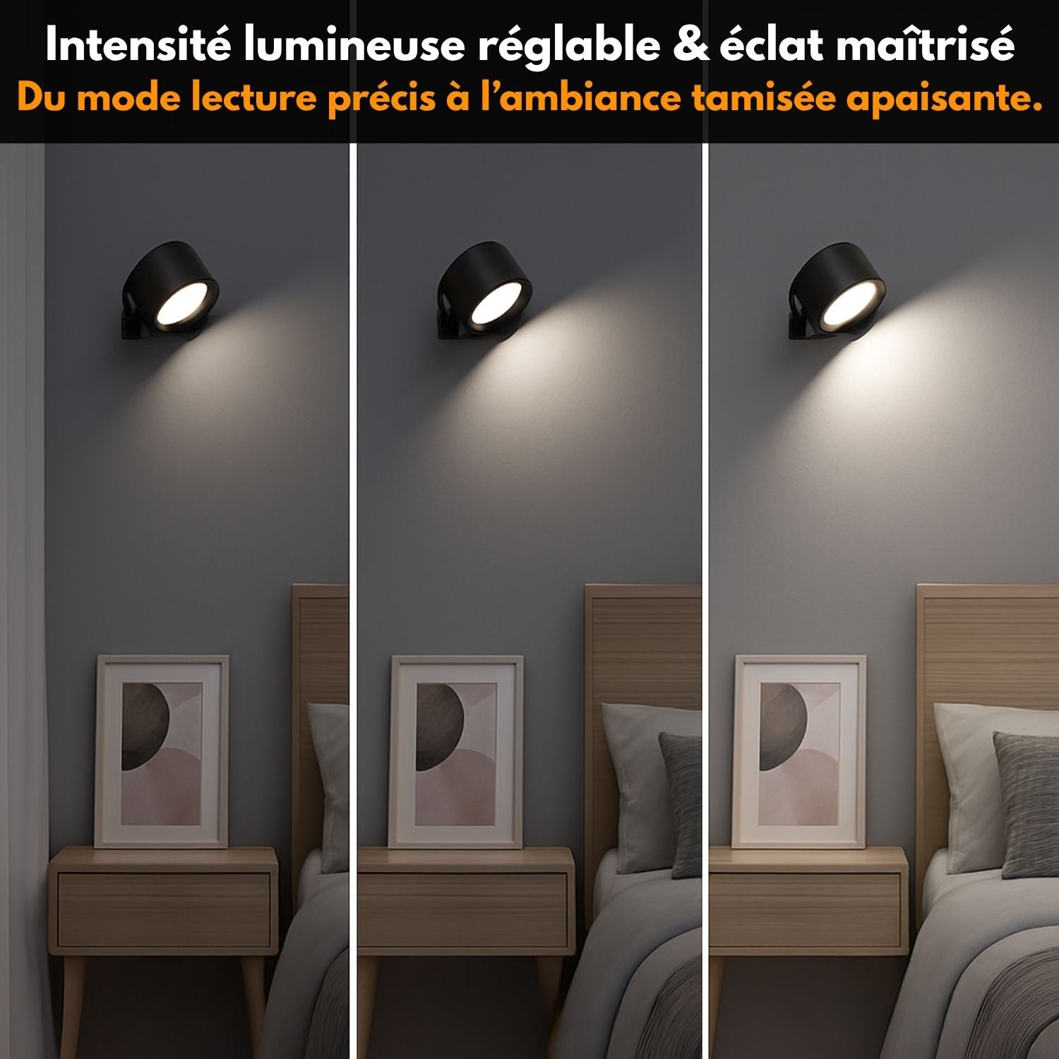A8 pro – Lampe murale magnétique sans fil à intensité et couleurs réglables