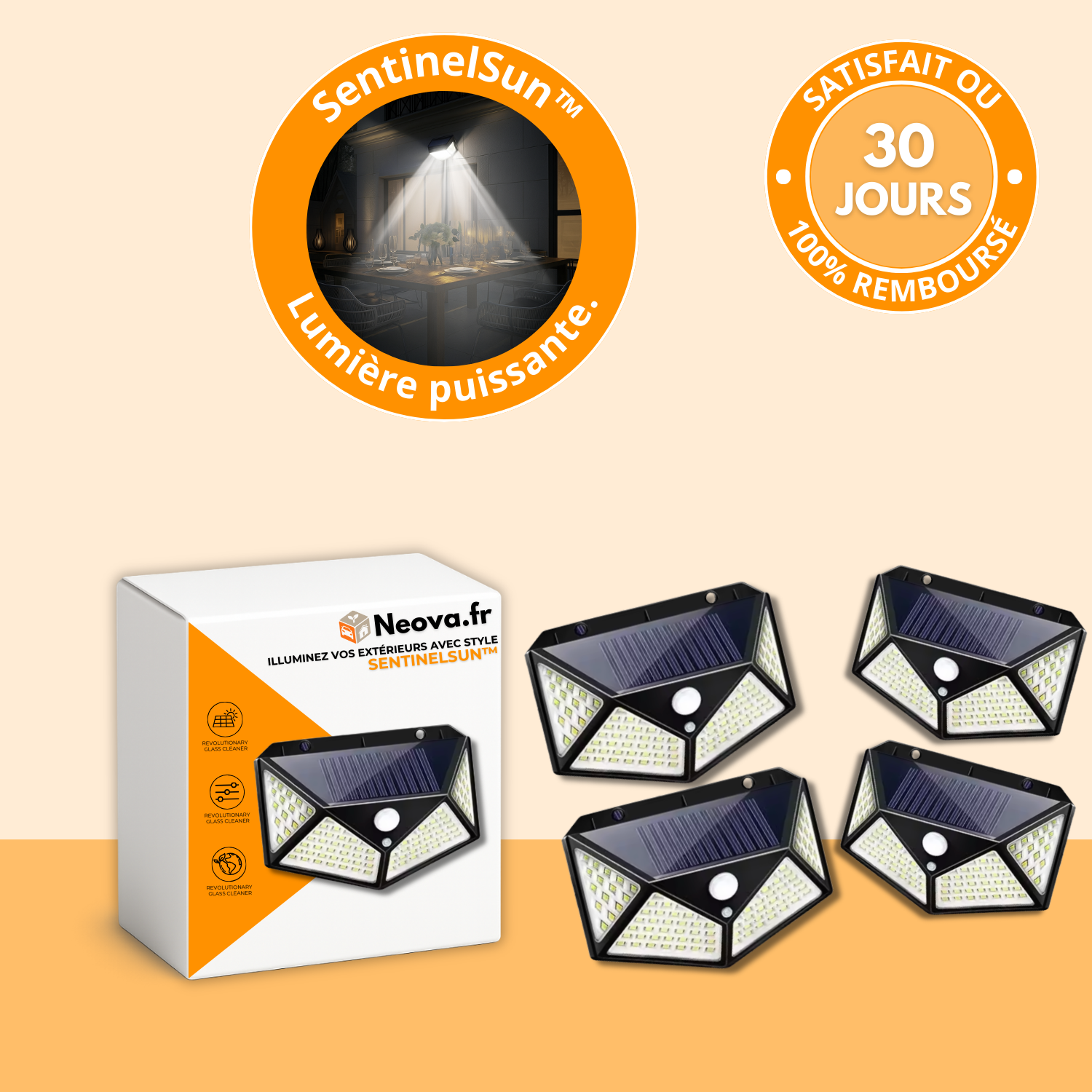 SentinelSun™ – Projecteur Solaire Détecteur 100LED
