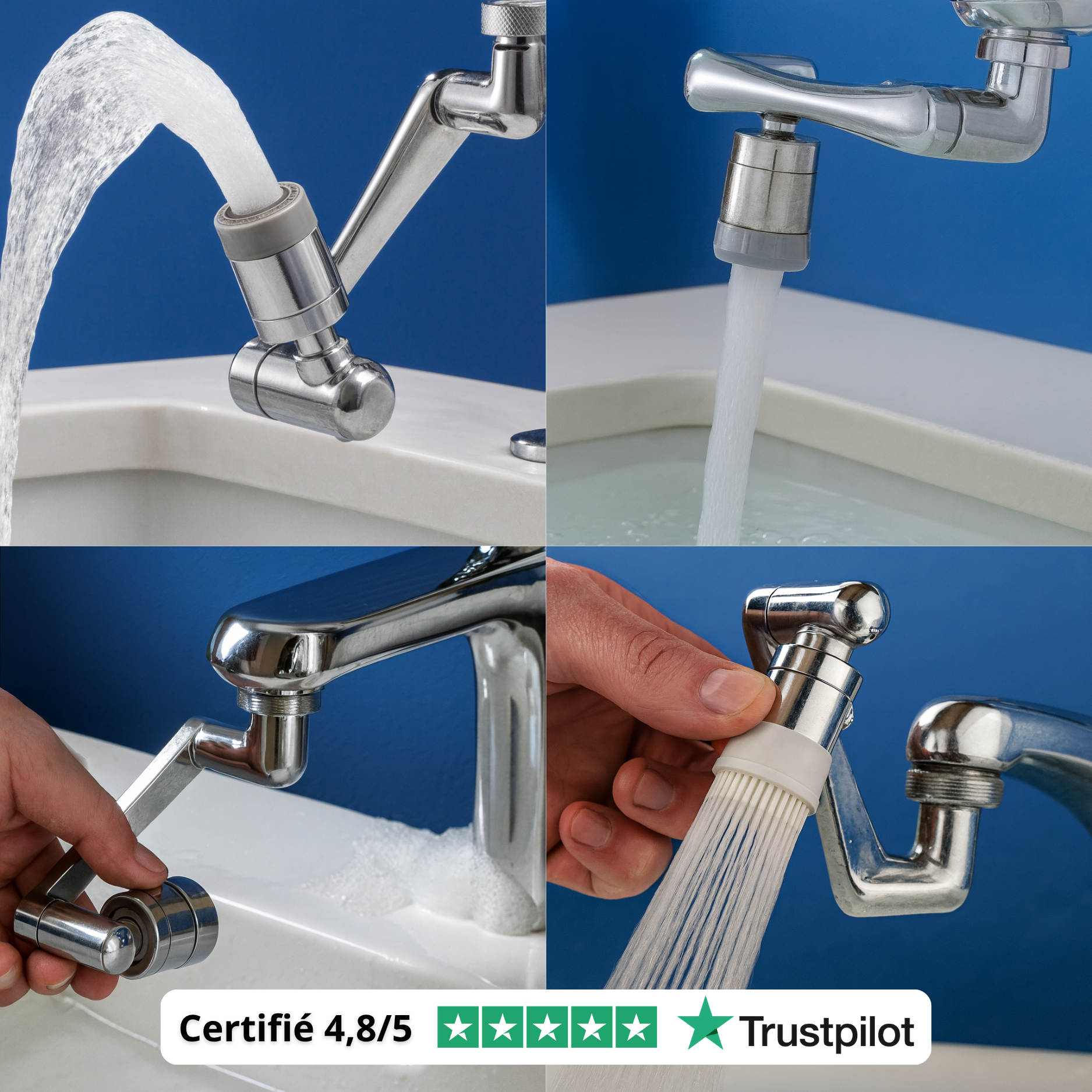 Adaptateur G17 PRO – Extension de robinet rotative 1080° à double jet