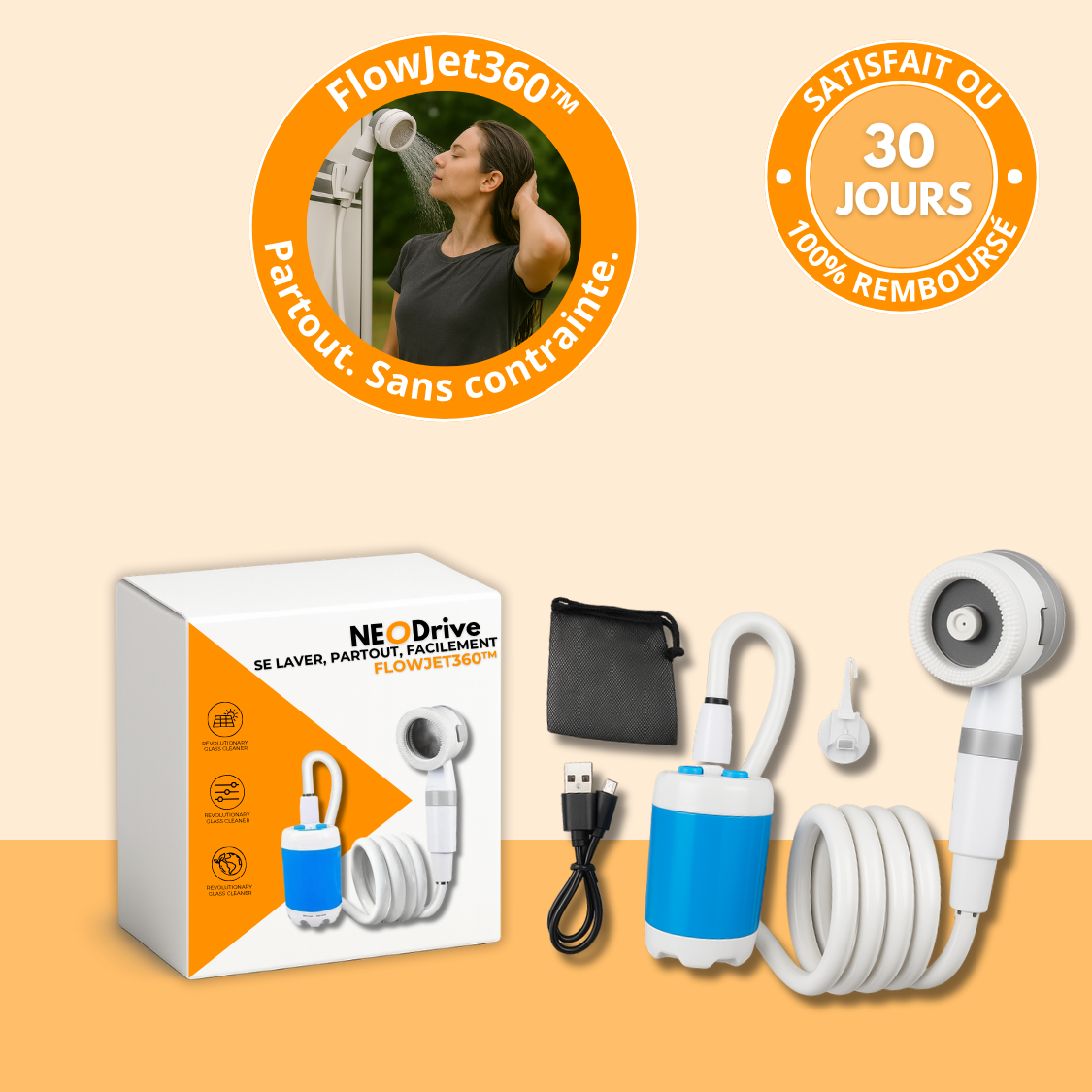 FlowJet360™ | Douche nomade haute pression