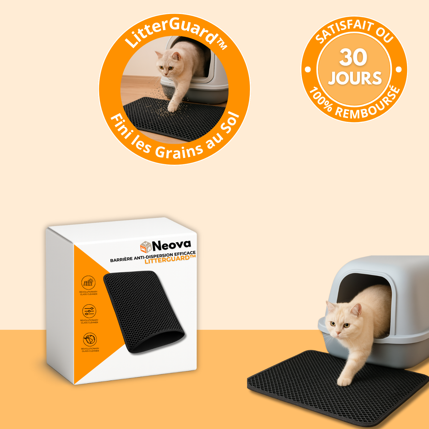 LitterGuard™ – Tapis Anti-Grains pour Litière