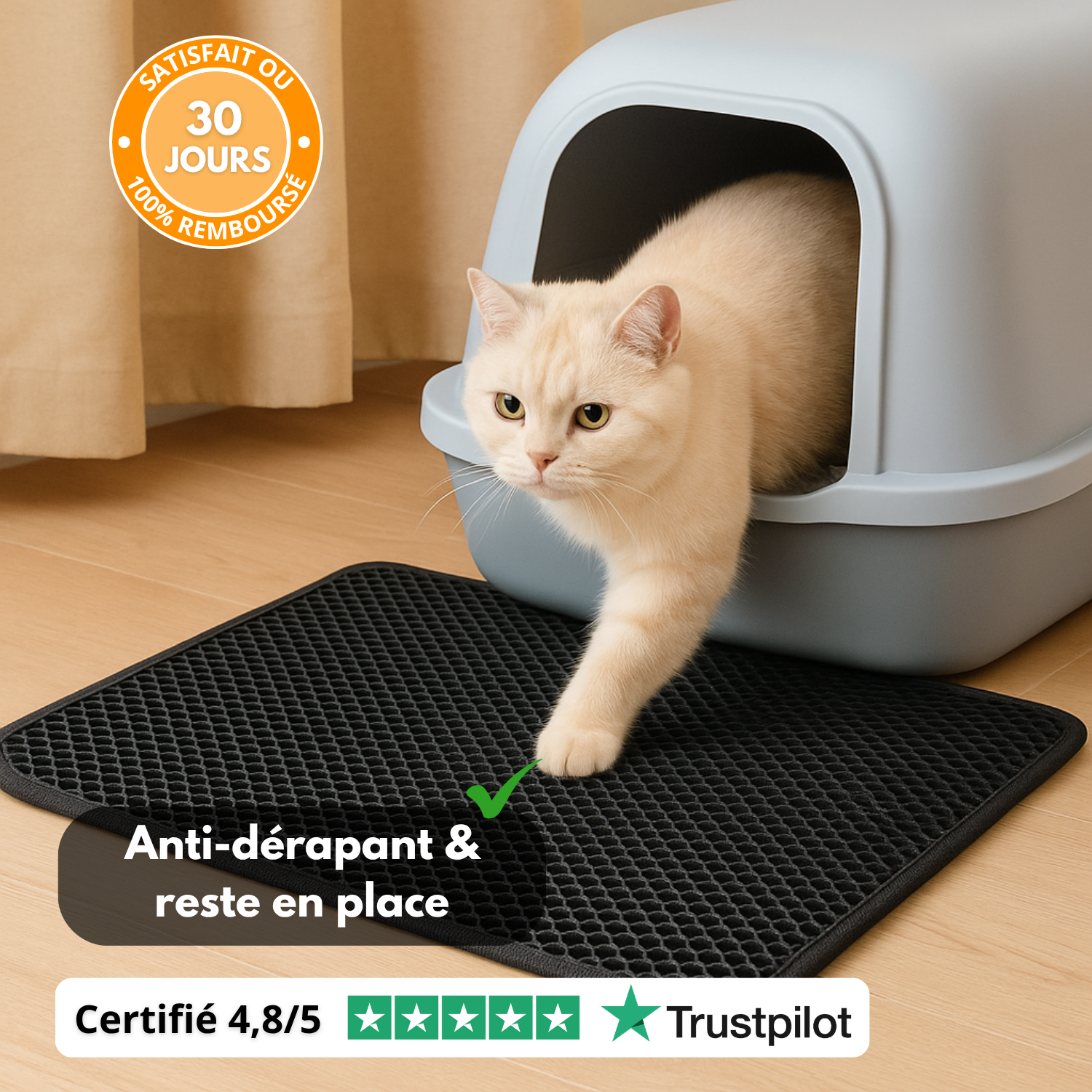 LitterGuard™ – Tapis Anti-Grains pour Litière