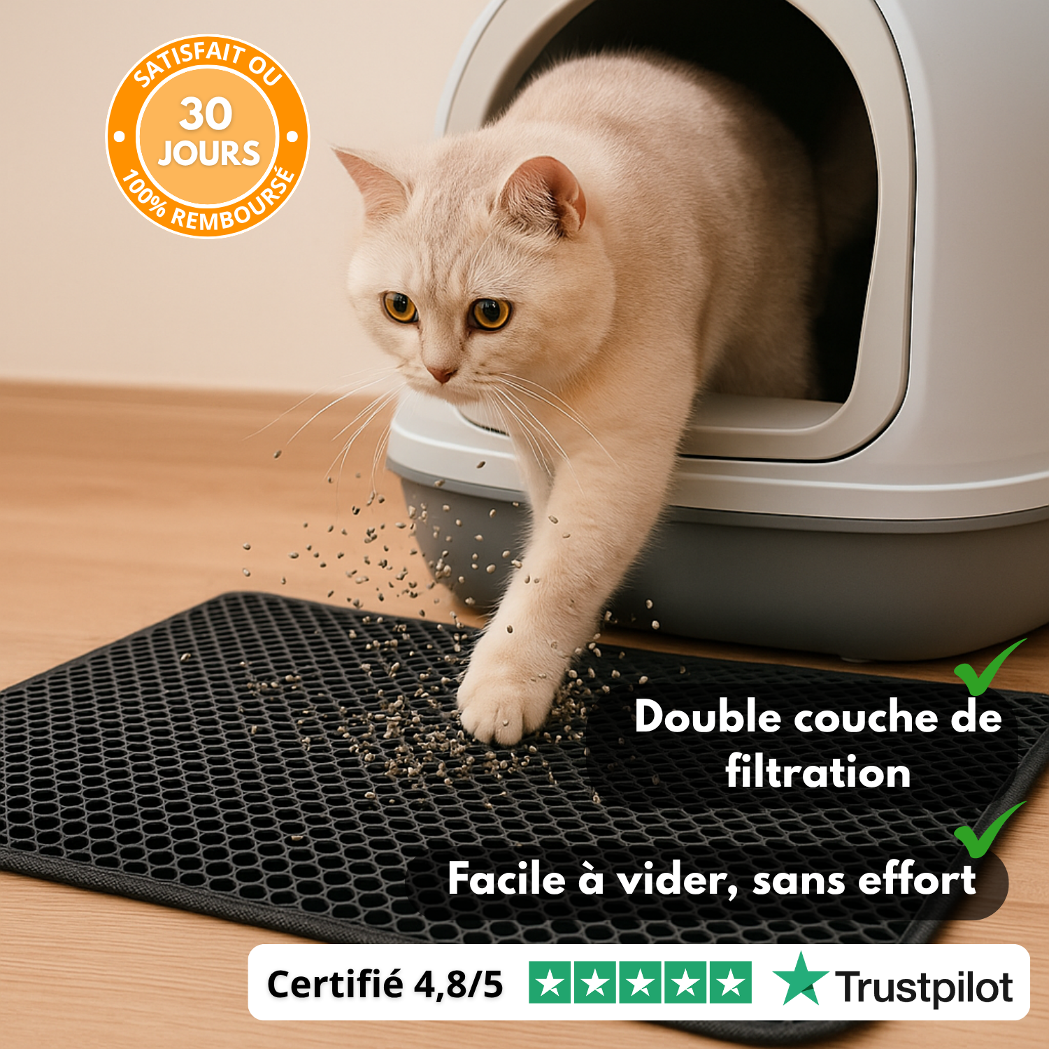 LitterGuard™ – Tapis Anti-Grains pour Litière
