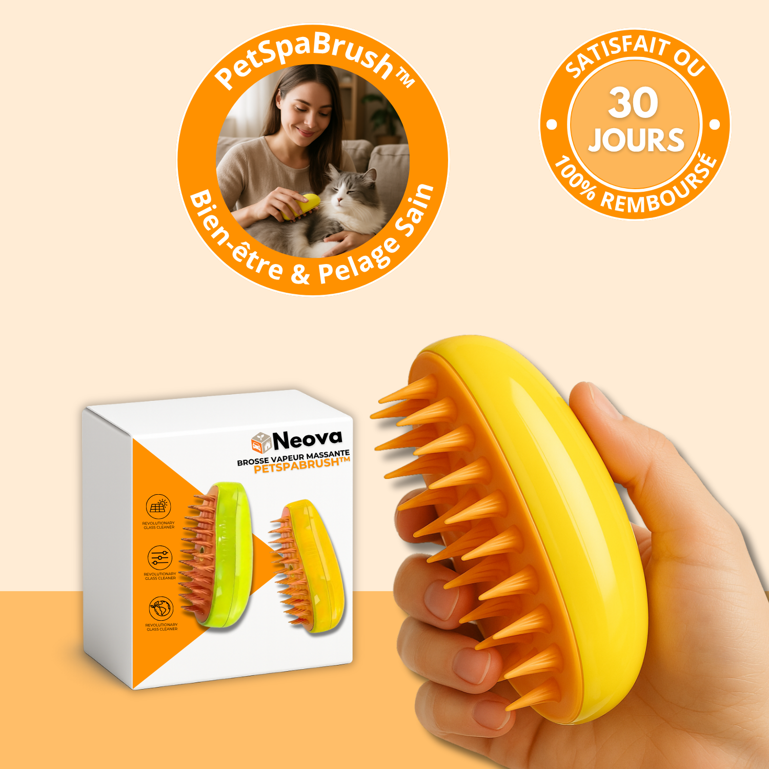 PetSpaBrush™ – Brosse Massage & Pulvérisation 3-en-1