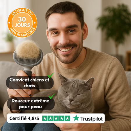 PurrClean™ – Brosse à Picots Courbés, Éjection Facile