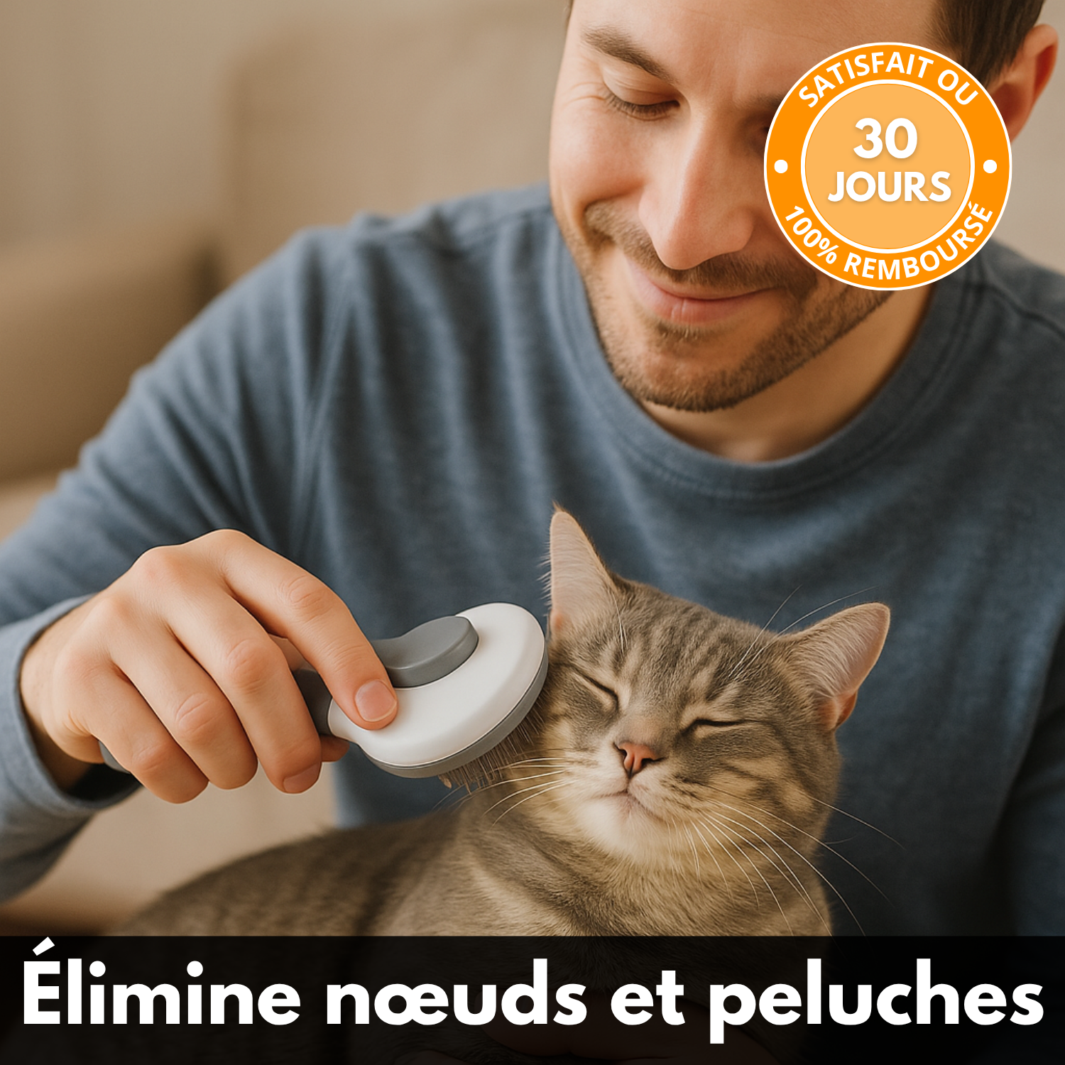 PurrClean™ – Brosse à Picots Courbés, Éjection Facile