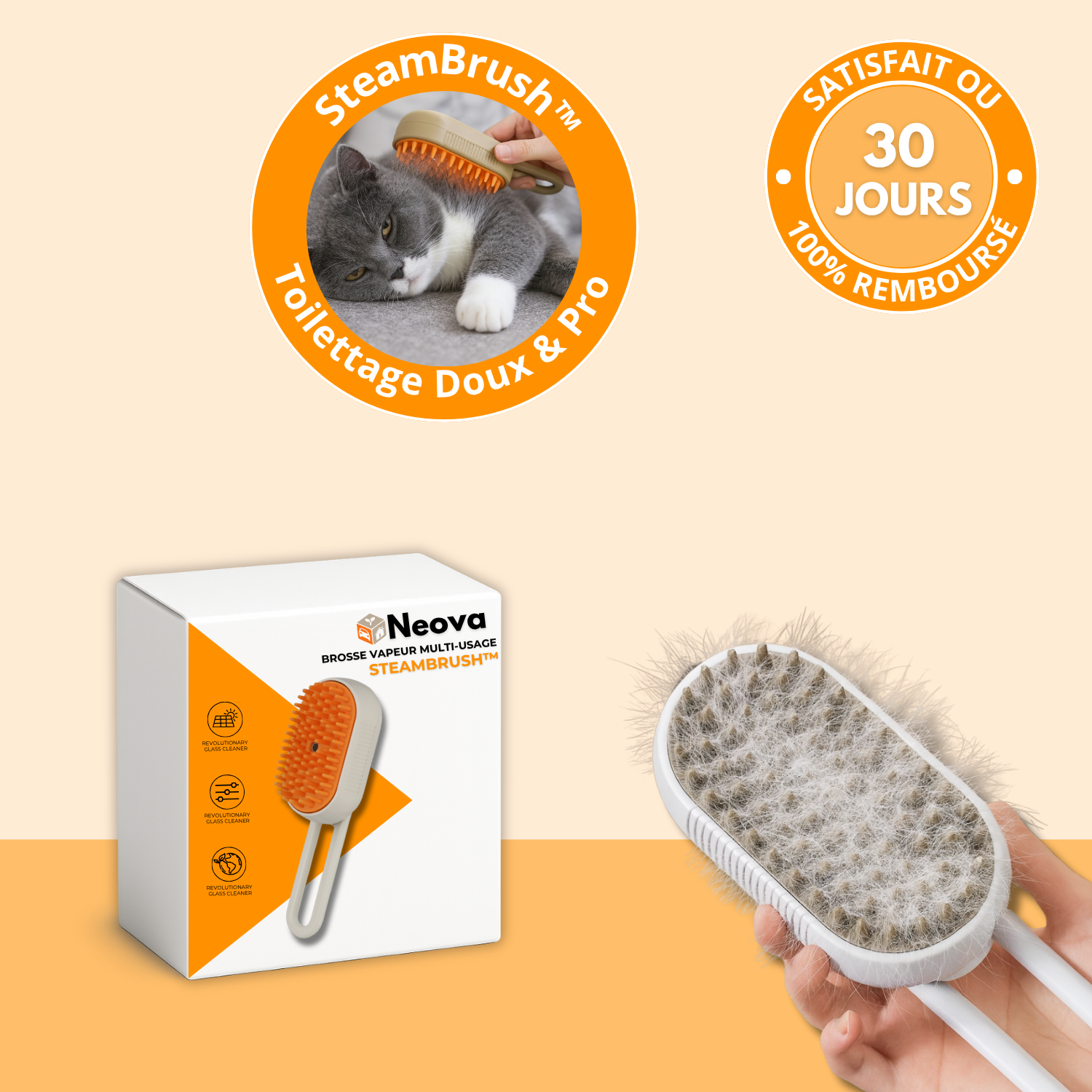 SteamBrush – Brosse Vapeur Rechargeable pour Animaux