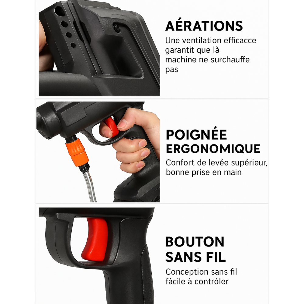 Nettoyeur Haute Pression Sans Fil à Batterie – Usage Domestique & Auto