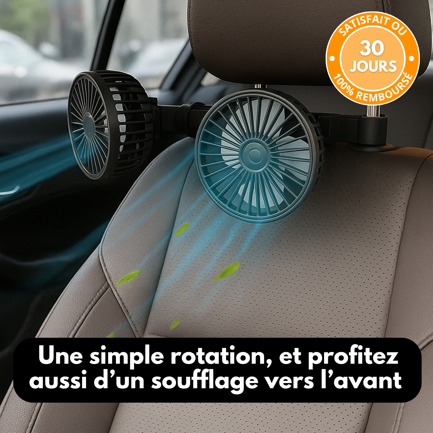 AirCool 360 – Ventilateur Double Tête Ultra-Frais pour Voiture