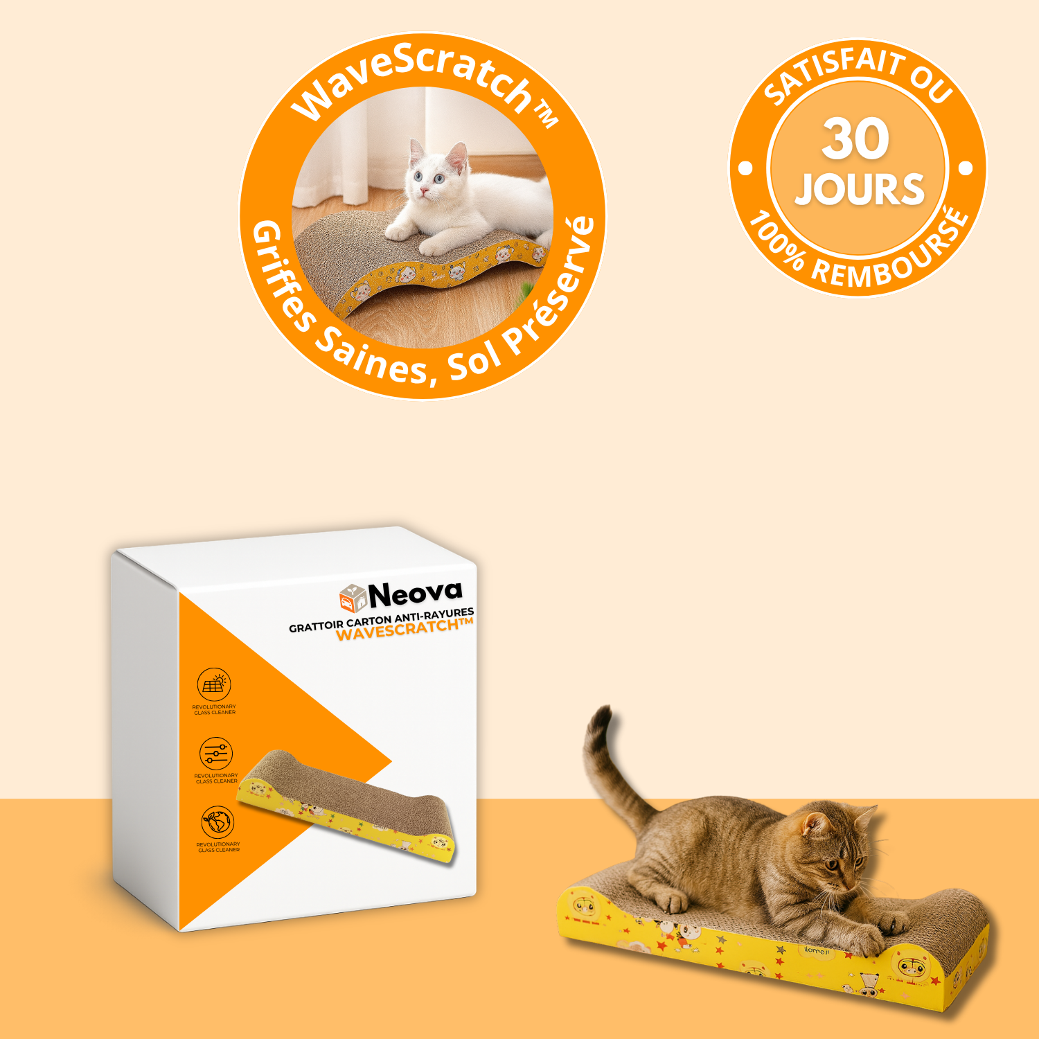 WaveScratch™ – Griffoir Ondulé Relaxant pour Chats