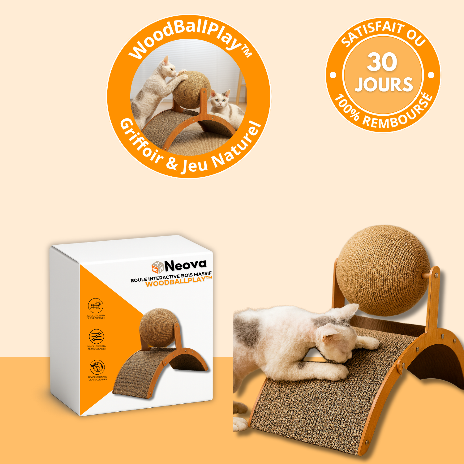 WoodBallPlay™ – Balle à Griffer Design pour Chats