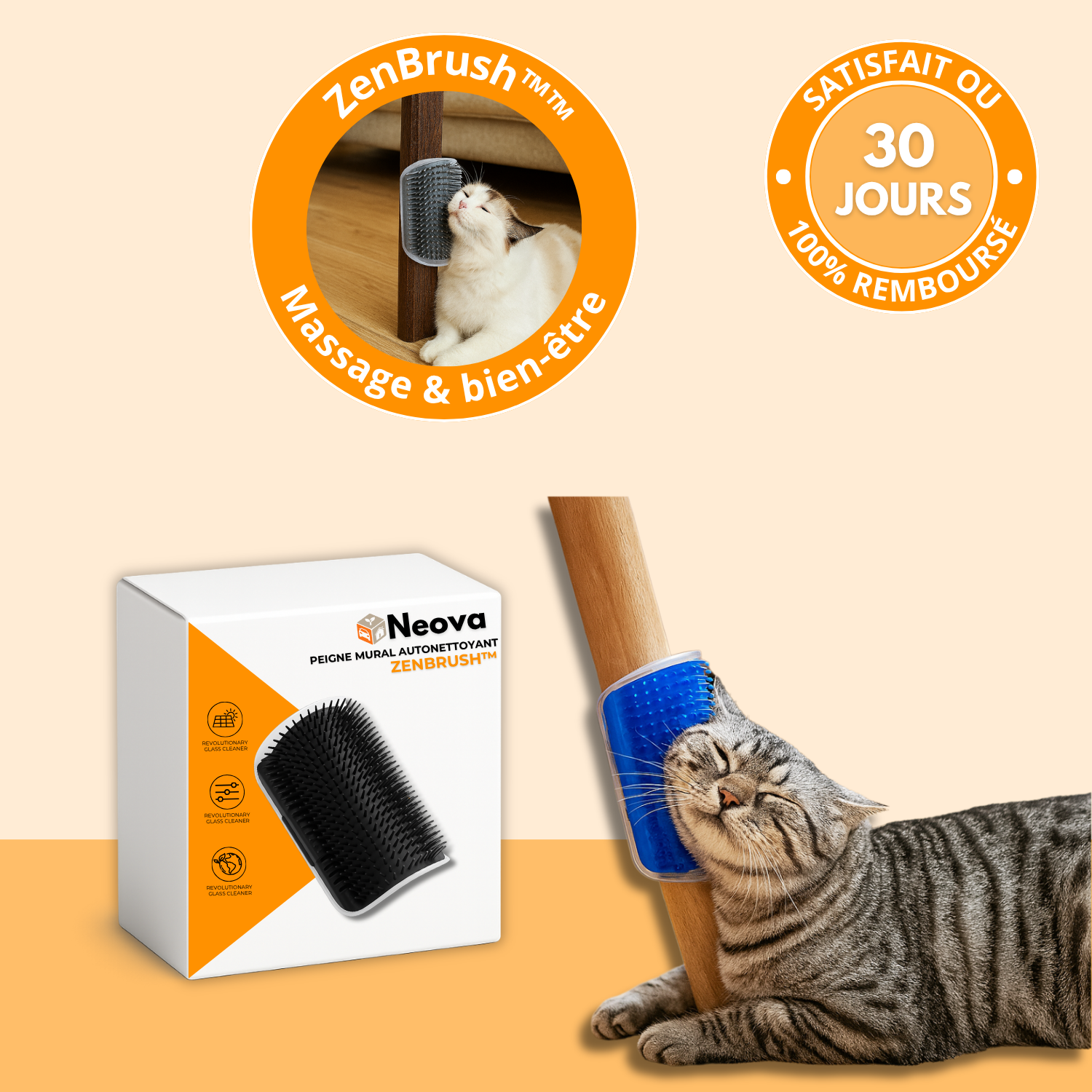ZenBrush™ – Brosse Murale Relaxante pour Chats