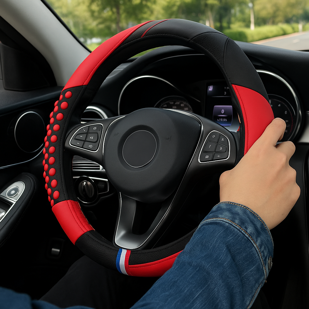 Couvre-Volant Silicone Massant Antidérapant  | Style Fibre Carbone, Sans Anneau Rigide