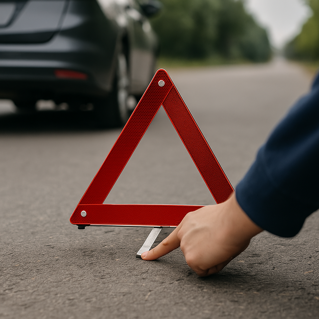 Panneau de Signalisation d'Urgence Réfléchissant pour Voiture – Triangulaire, Pliable, 30x30cm